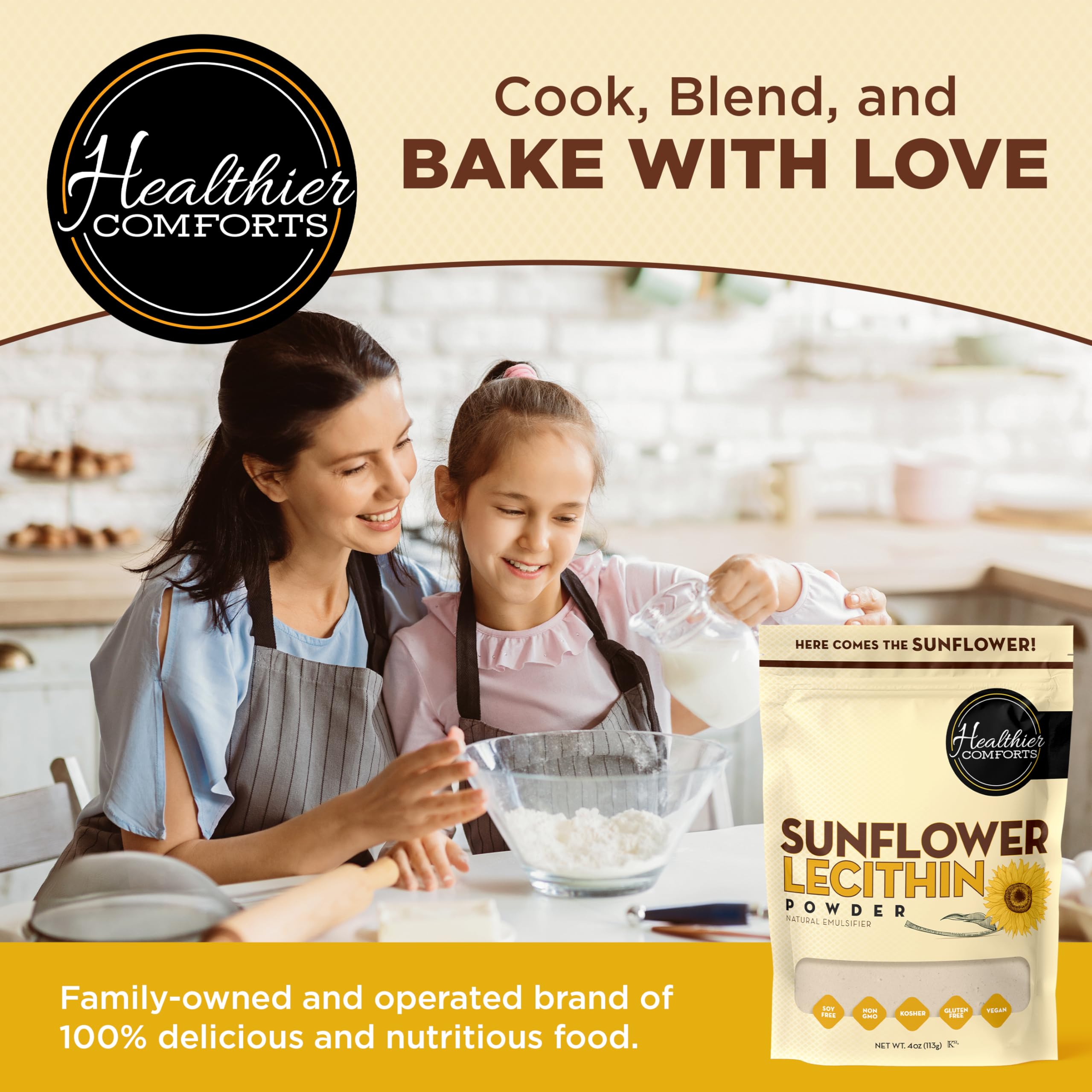 Healthier Comforts Sunflower Lecithin Powder (4 oz) | Non-GMO, Plant-Based Emulsifier for Smoothies, Baking, Chocolate, Salad Dressings & DIY Skincare | Natural Phospholipid Source — Amazon image 7