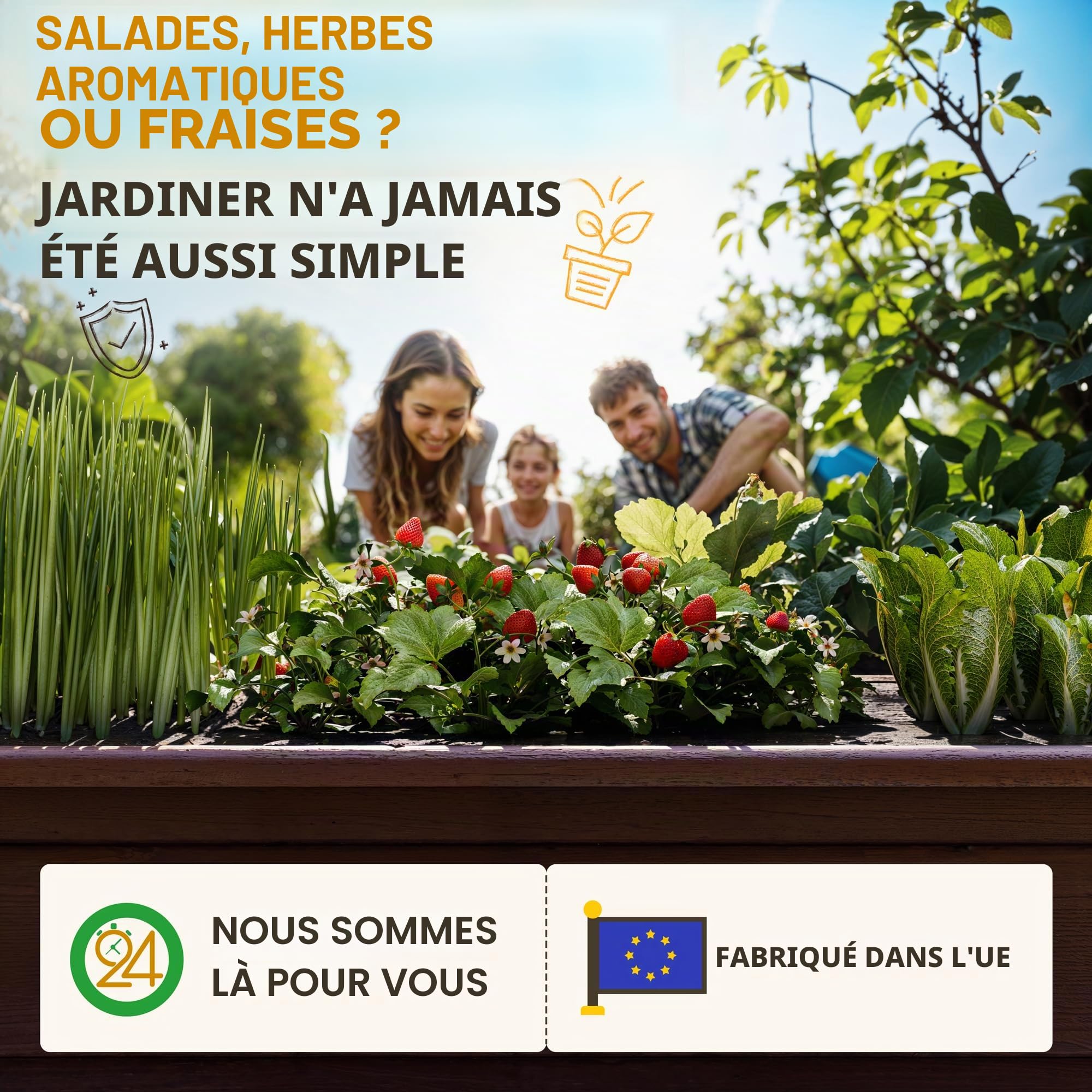 Ondis24 Victoria Jardinière de jardin pour balcon, jardinière avec serre, volume 50 l, réservoir d'eau, irrigation goutte à goutte, pieds amovibles, convient pour l'extérieur (marron)