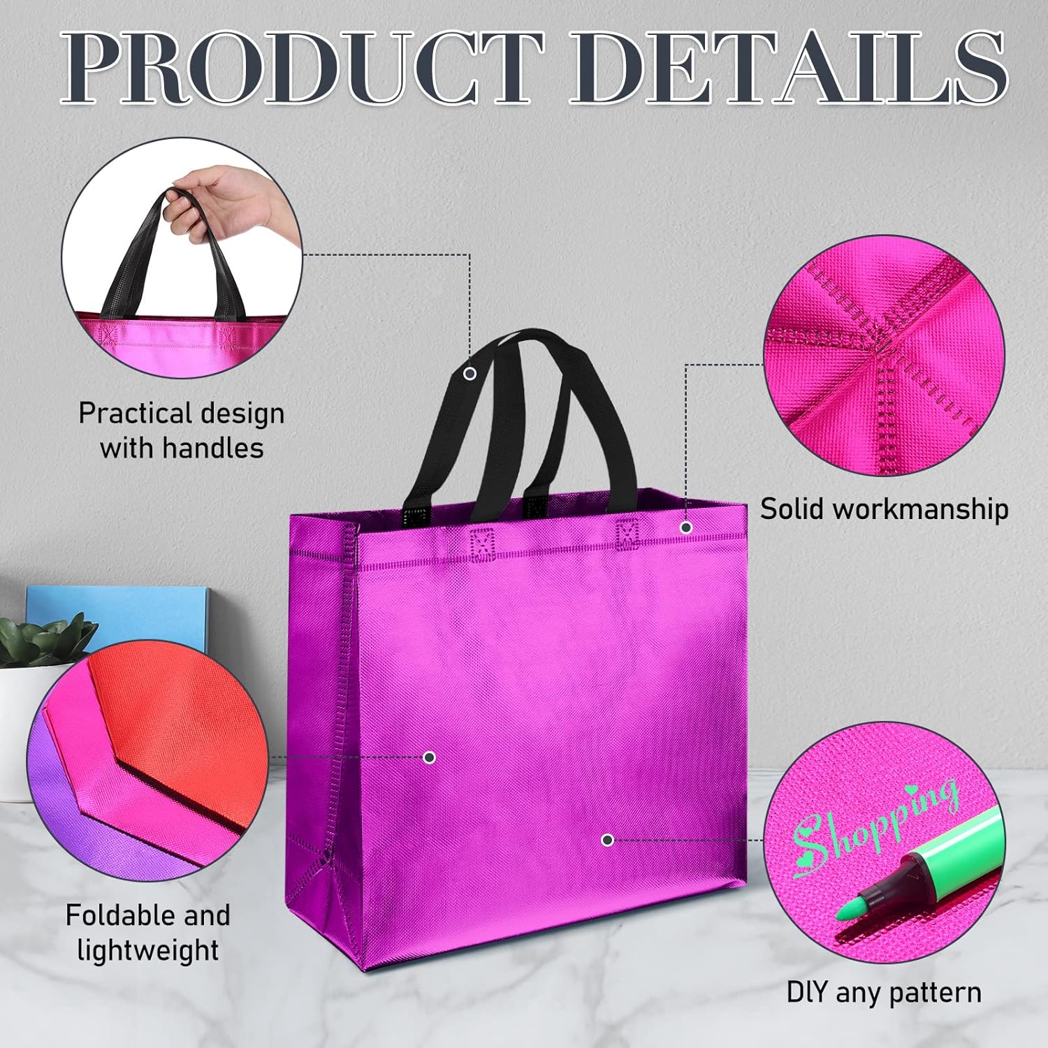 Eccliy 60 Pcs Reusable Gift Tote Bags Housekeeping Appreation Grocery Shopping Bag with Handles for Bridesmaid Wedding(Multicolored) - Image 5