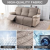 Vista 2 de Fundas para Sillas Reclinables de 3 Plazas 100% Impermeables, Funda Antideslizante para Silla Reclinable, Funda de Sofá, Sofá Lavable con Correas