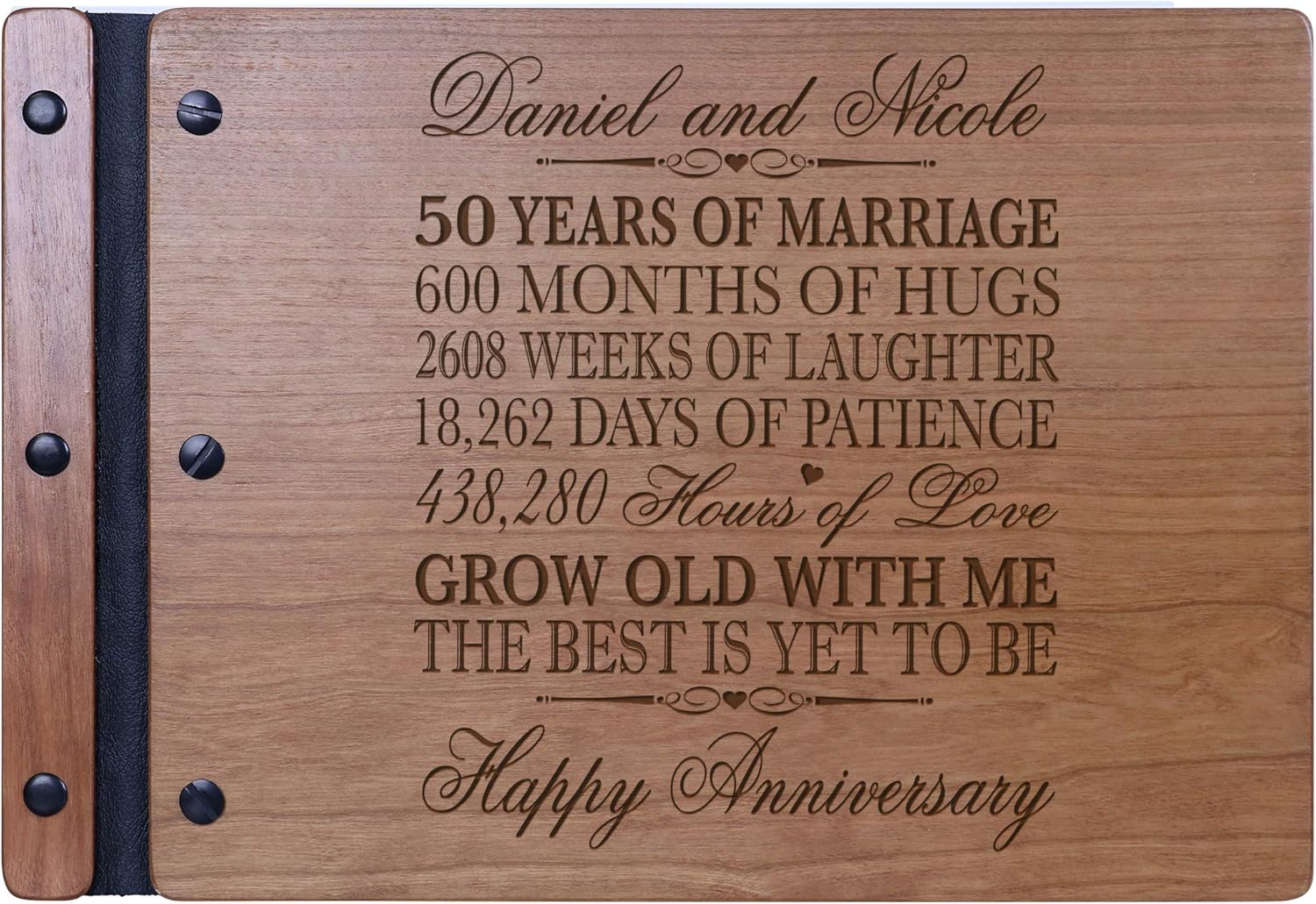 LifeSong Milestones Personalized 50th Wedding Anniversary Guest Book for Couple 50 Years of Marriage Celebration, Wooden Walnut Signature Registry Guest Book for Fiftieth Wedding (Walnut)