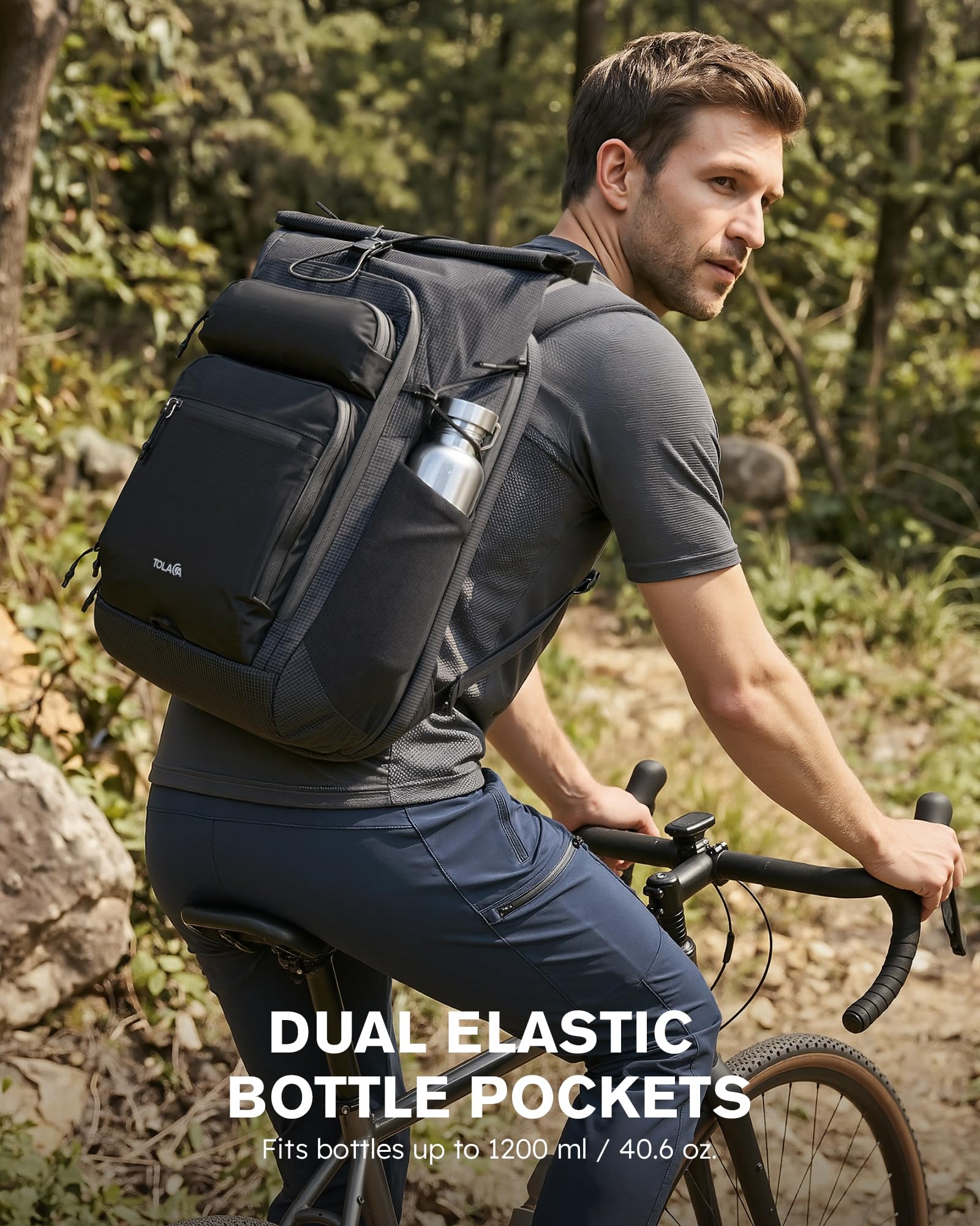 Tolaccea Rolltop Rucksack 32L Reiserucksack Handgepäck Rucksack für 16 zoll | Erweiterbar 32-40L | Leichtes Ripstop-Nylon | 180°-Laptopfach bis 16" mit EVA-Schutz | YKK-Reißverschluss | Magnetverschluss