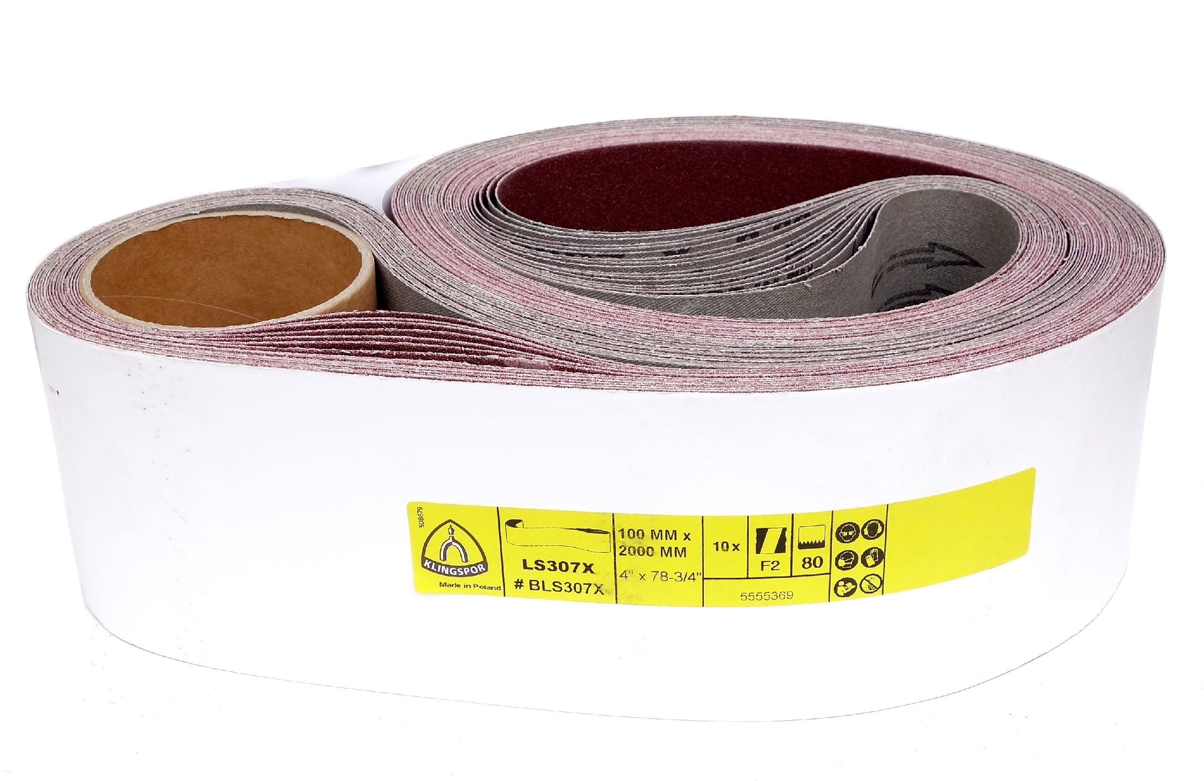 Nastro abrasivo LS307X – 100 x 2000 mm – Media P60 – 5 pezzi – per legno e metallo – base tessuto semi-flessibile resistente allo strappo – Nastri abrasivi professionali per smerigliatrici