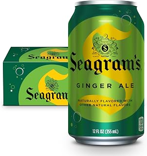 Seagram's Ginger Ale 12oz Cans, 12 Pack - Real Ginger, Caffeine-Free, Low-Calorie Crisp Soda Mixer
