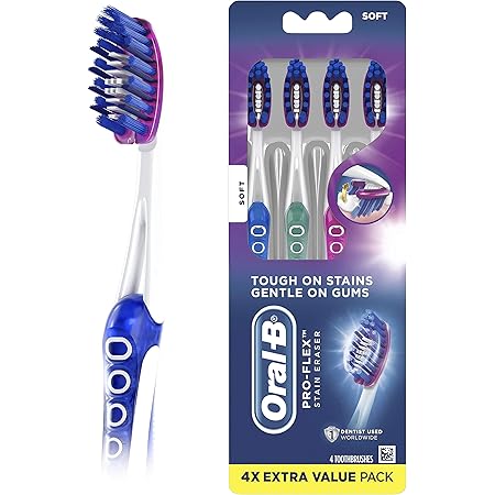 Oral-B 3D White Luxe Pro-Flex Manual Soft Toothbrush, 4 Count (5823815673)