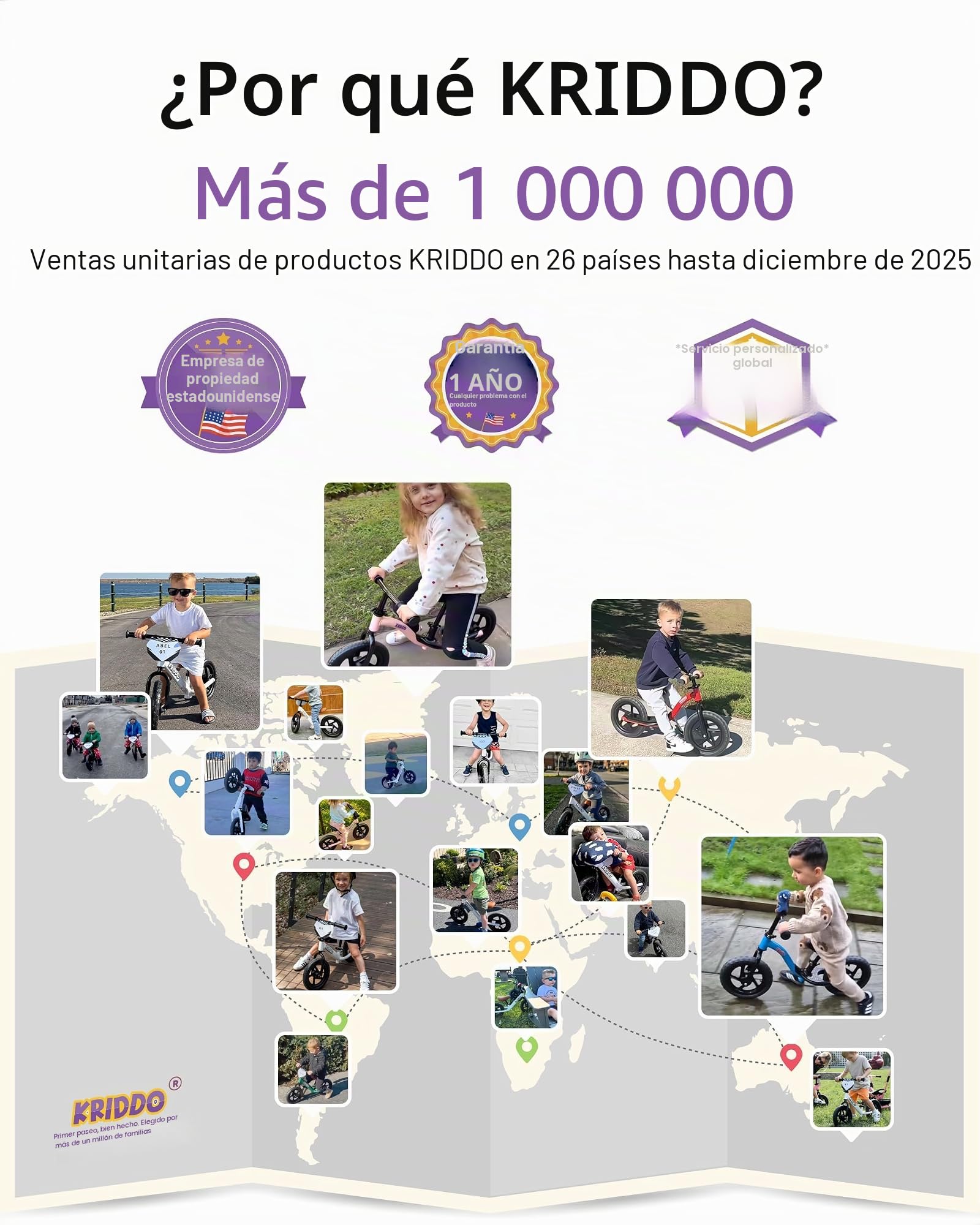 KRIDDO Bicicletas sin Pedales para Niños de 2 Años, Edades de 18 Meses a 4 Años, Bicicleta de Aprendizaje con Estabilidad y Reposapiés, Regalo para Niños de 2 a 5 Años | 2 años
