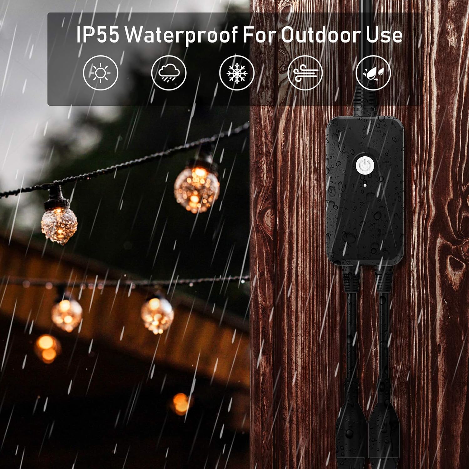 Smart Dimmer Plug WiFi Outlet Outdoor Dimmer Compatible with Alexa and Google Assistant - - 