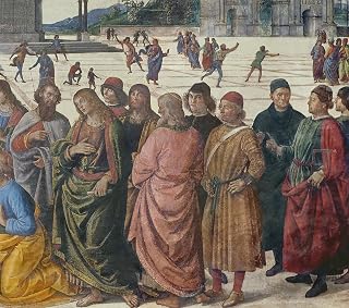 MVOVZQCV Vintage Prints Picture portrait painting Detail of St Peter Receiving the Keys Sistine Chapel by Pietro Perugino Classic Canvas Paintings for Office Decor 60x90cm