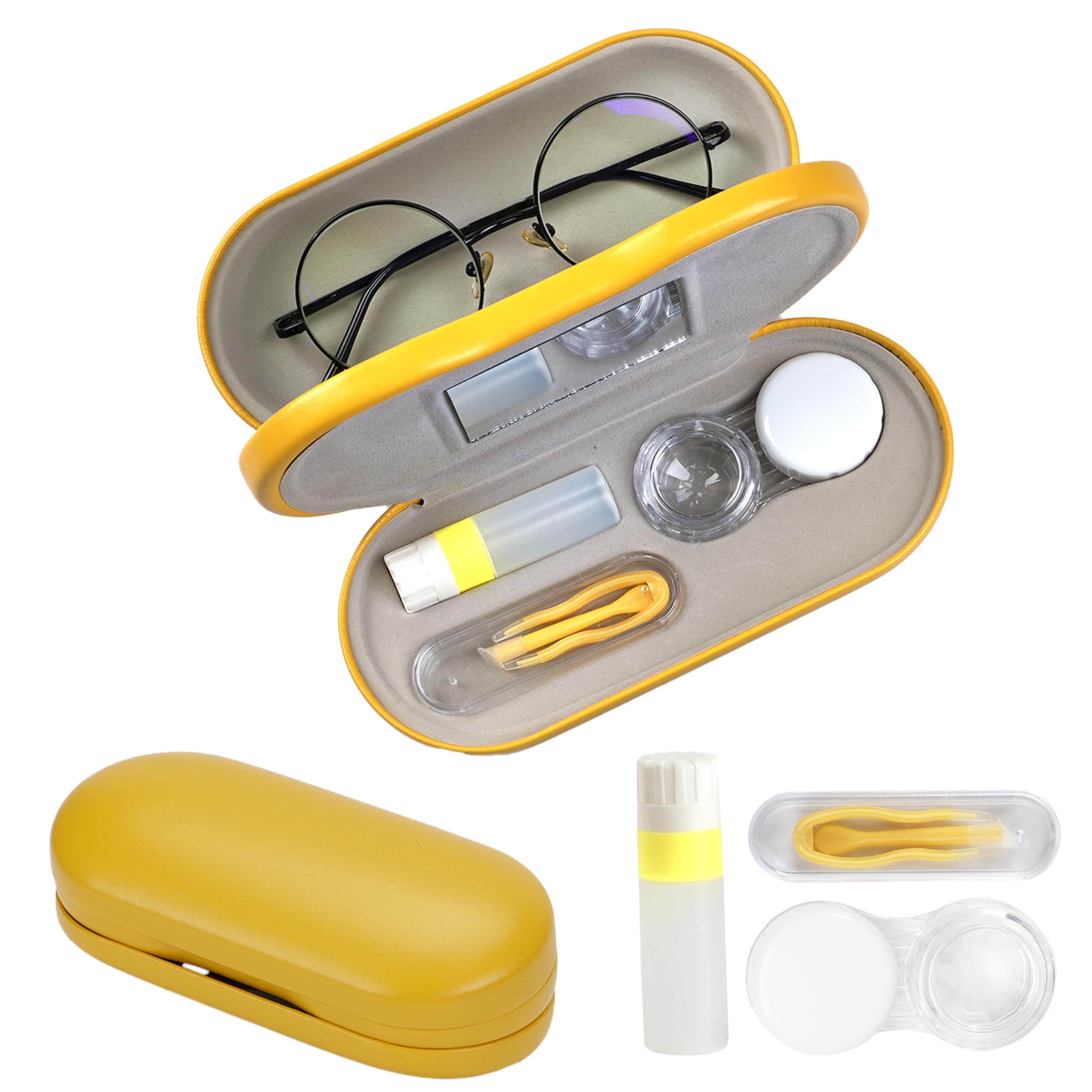 Lasiyanor 2 in 1 Eyeglass Case Portable Double Sided Contact Lens Box