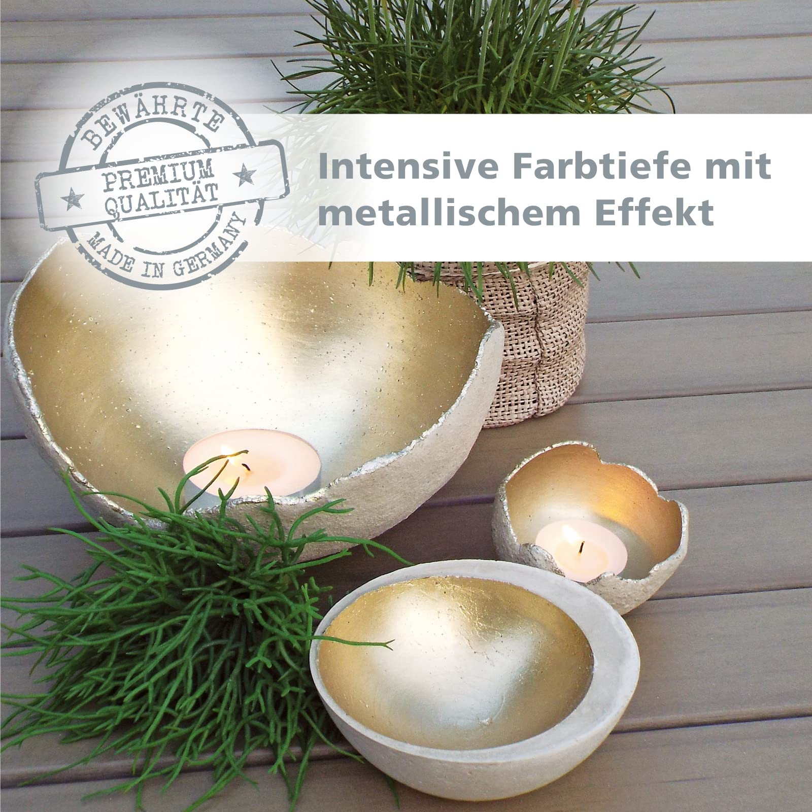 Maya Gold 12er Farbset - Glamorous Moments - Metall-Glanz Effektfarbe, Bastelfarbe, Dekofarbe mit metallischem Schimmer, 12 x 45 ml