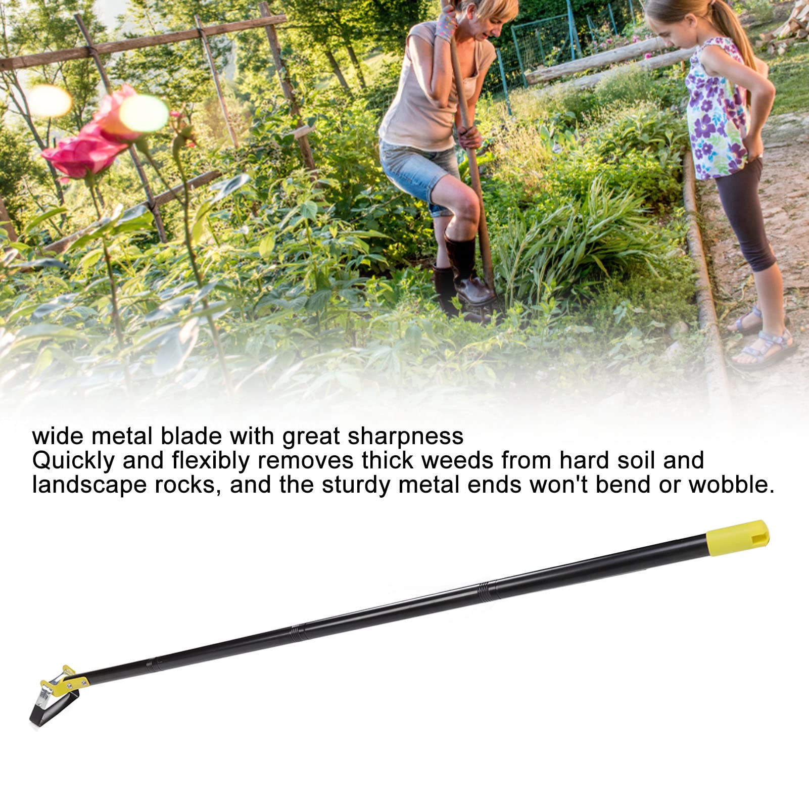 Garten-Hula-Hacke, verstellbare Lange Griffschlaufe, Steigbügelhacke, Edelstahl-Aktionshacke für Gartenarbeit, Jäten (3 Abschnitte 128 cm / 50,4 Zoll)