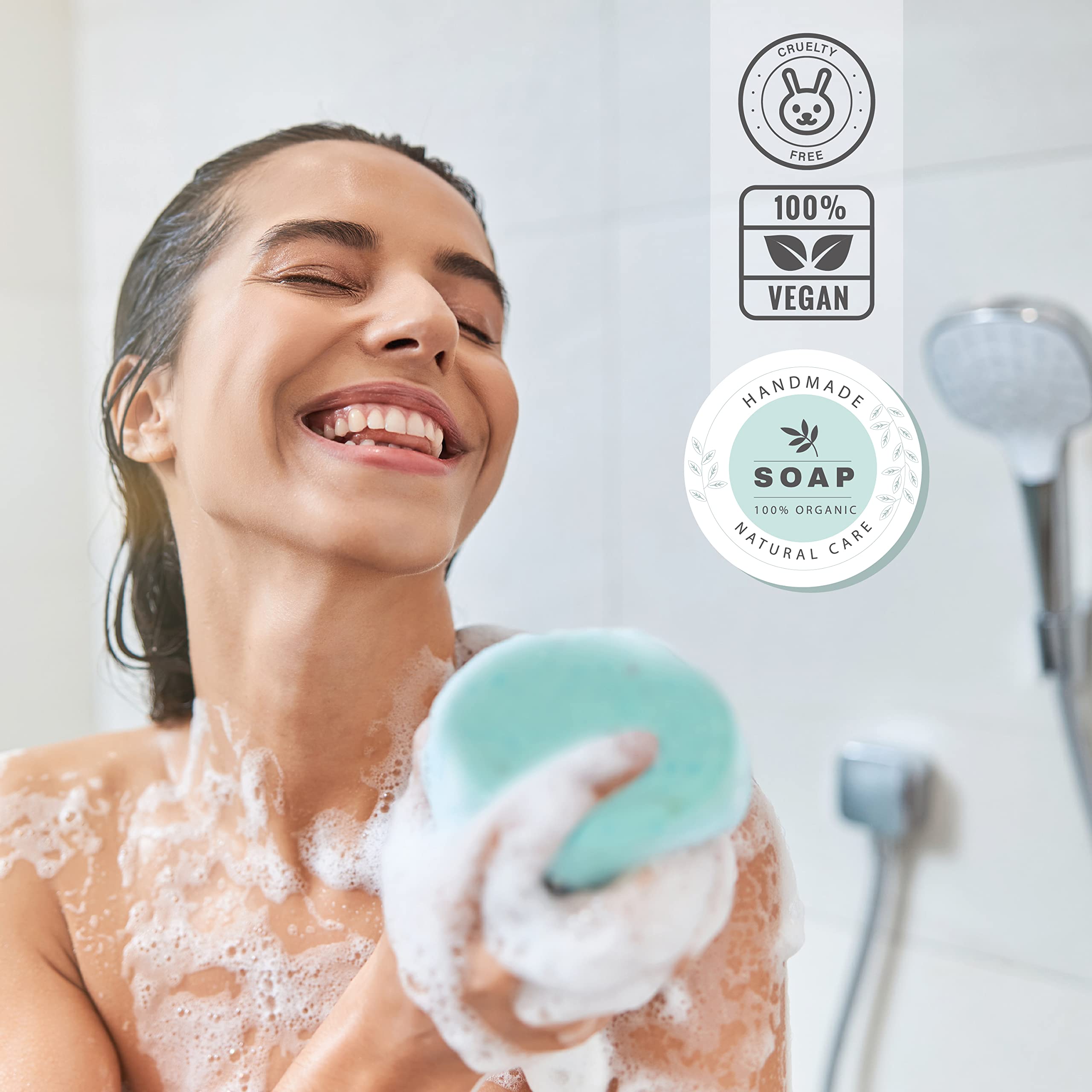 3 Bombe Da Doccia fatte a Mano, Made in ITALY, 3 azioni in 1 Scrub Oli Essenziali, Aromaterapia, Relax e Benessere. Naturali Vegane Bio. Bombe Da Bagno. Idea Regalo Donna, Ragazza, Utile, Originale.