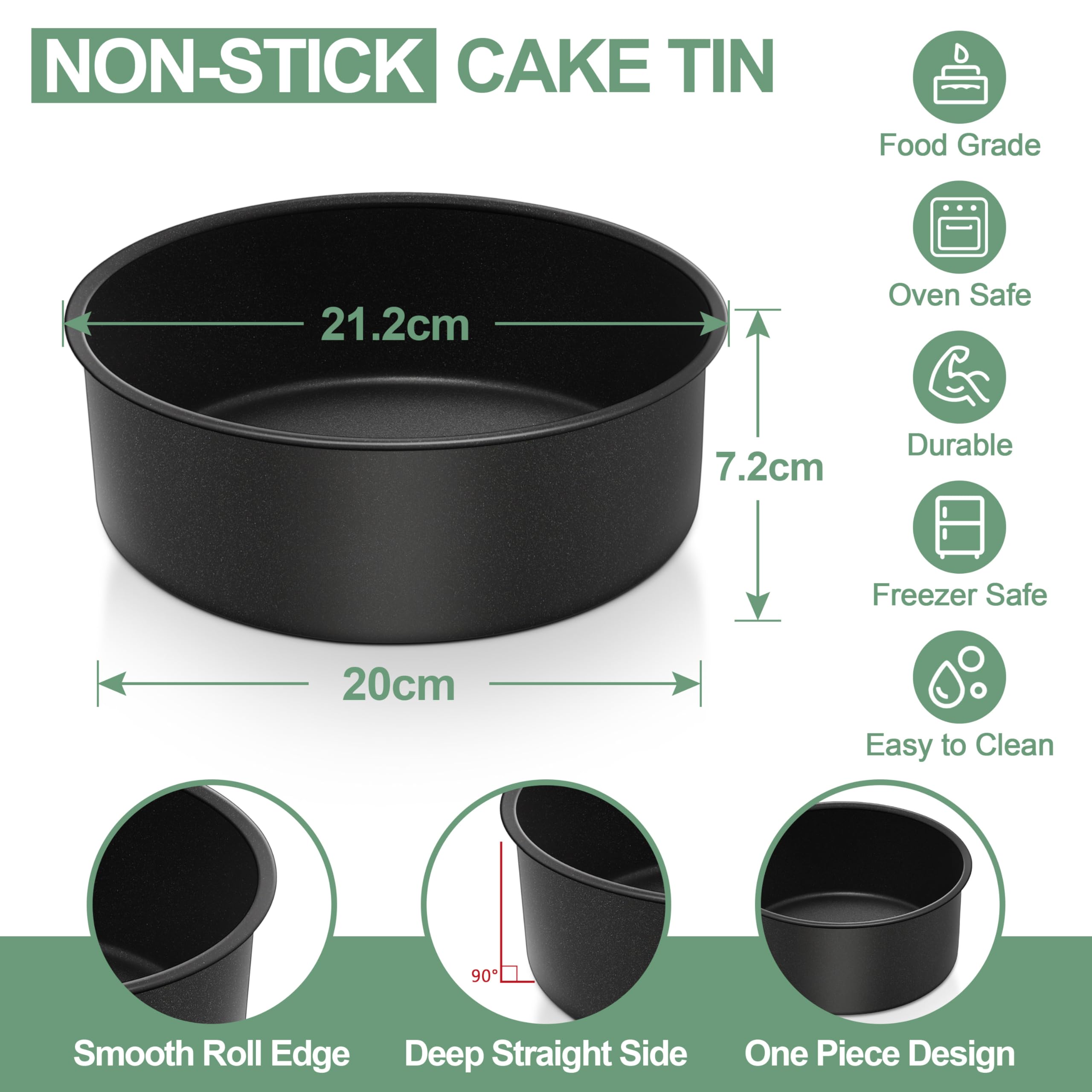 Herogo - Set Di 3 Tortiere Rotonde Per Torte, 15 C, In Acciaio Inox