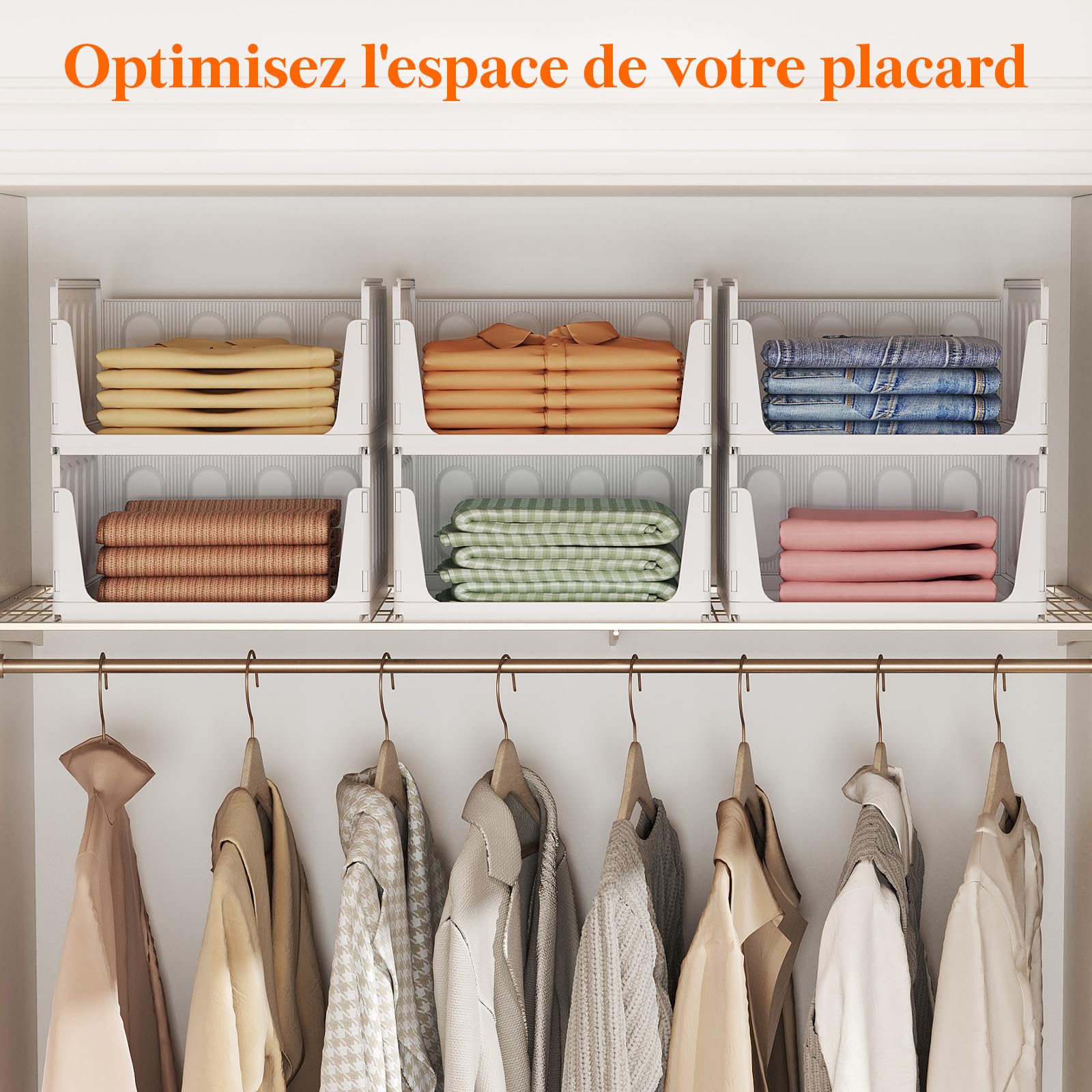 Lifewit Boîtes de Rangement pour Vêtements, Organisateur de Penderies Empilables, Blanc Bacs Individuels en Plastique, Idéal pour Placard de Cuisine, Armoire de Camping et Salle de Bain, 24L, Lot de 8