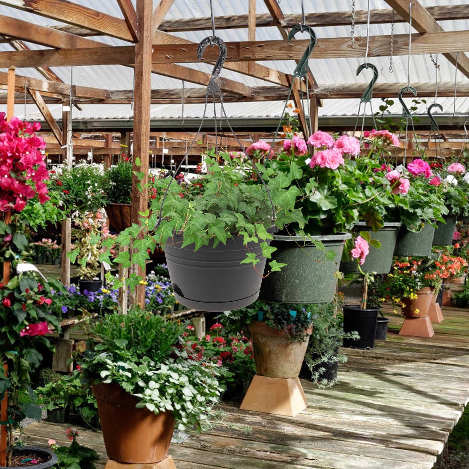 Cabilock 3 Stücke Blumenampel Pflanzampel Hängeampeln Hängender Blumentopf mit Haken Hängepflanztopf Pflanztopf Blumenkasten zum Aufhängen für Innen Außen Garten Balkon Terrasse