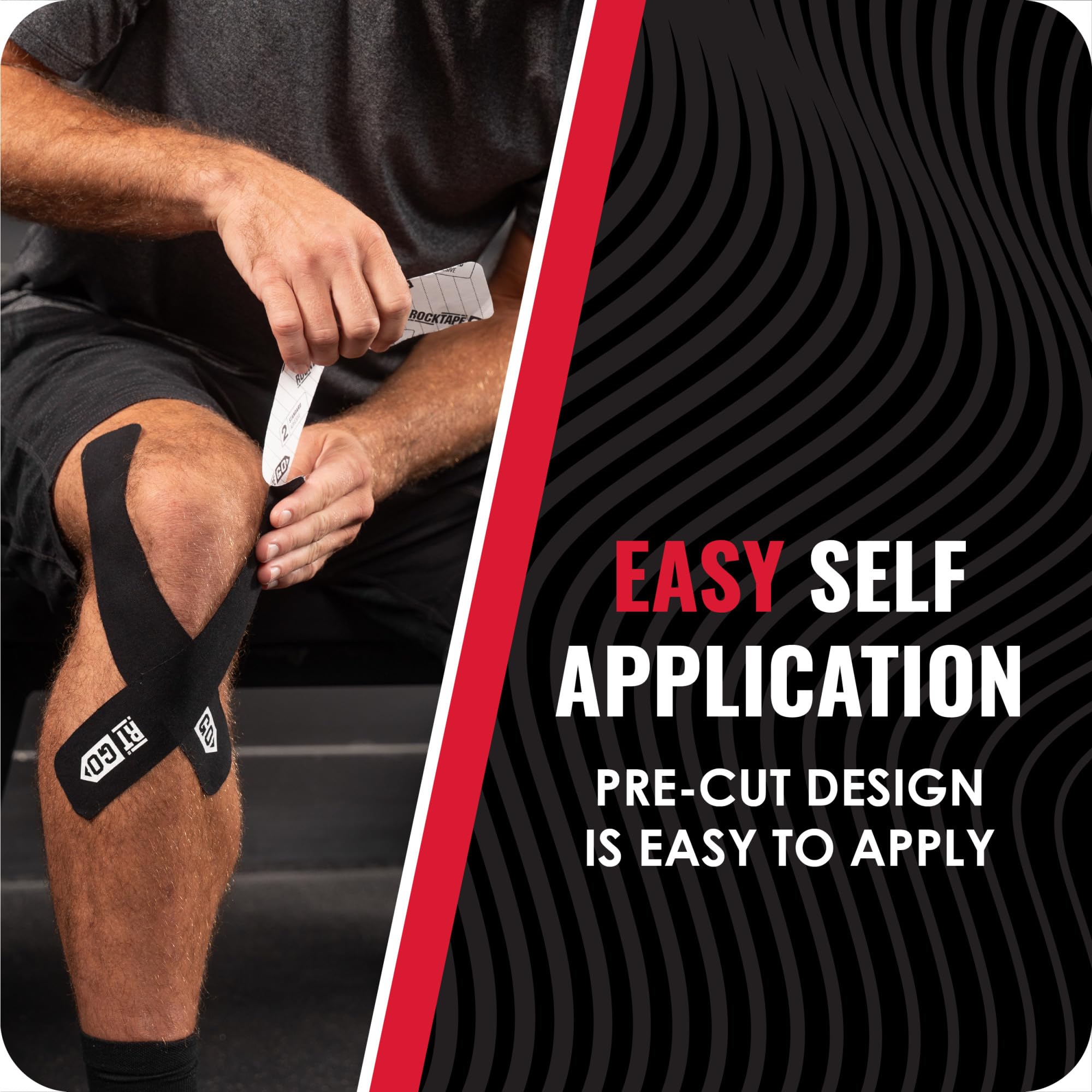 RockTape GO Muscle & Joint Relief Kit - Pre-Cut Kinesiology Tape & RockSauce Fire Roll-On - Quick Application, Durable, Water-Resistant, Recovery for Athletes