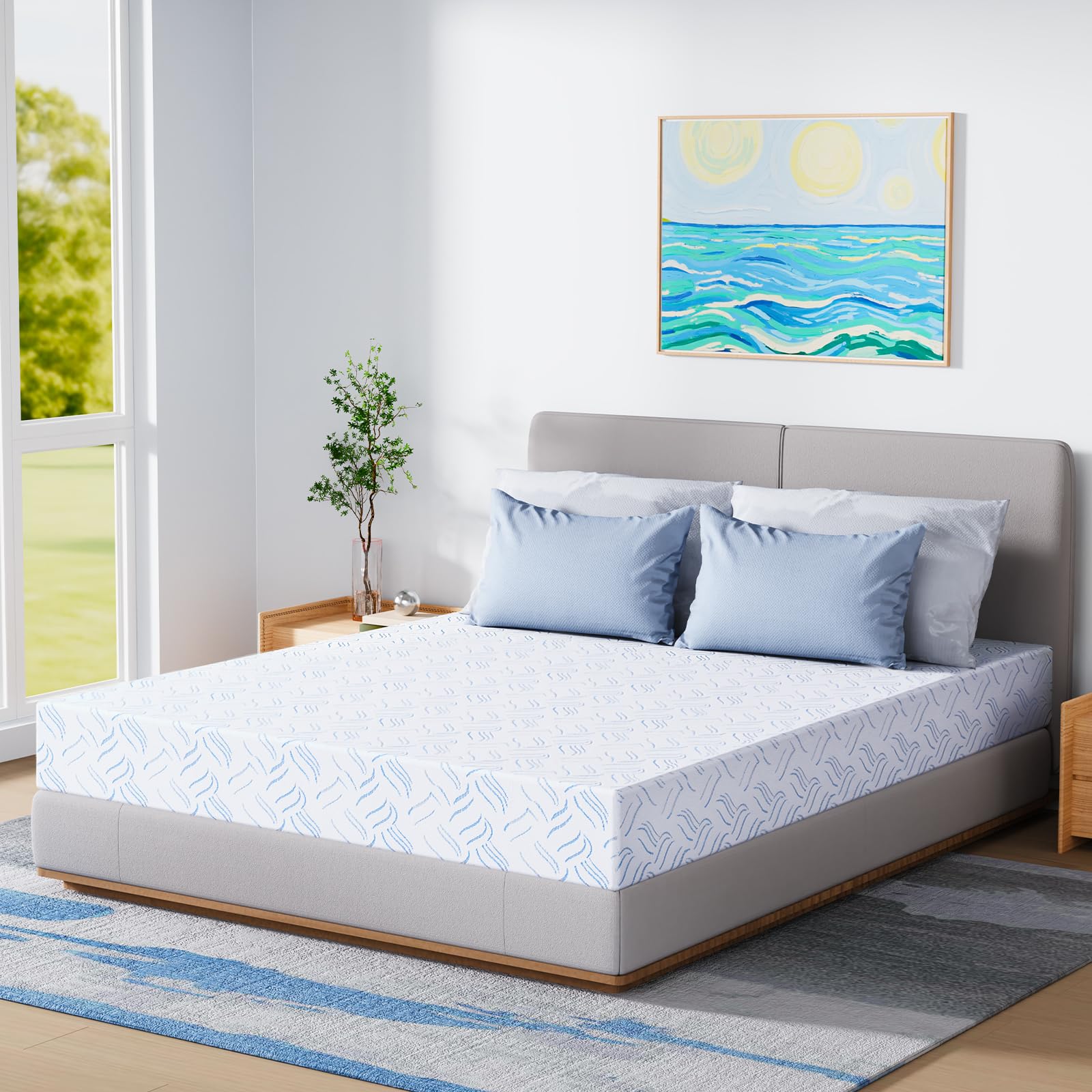 MSJh 8 Inch Queen Size Mattress, Memory Foam Mattress Queen 8", Foam Mattress with Removable Cover No Fiberglass, Support Cool Night Sleep & Pressure