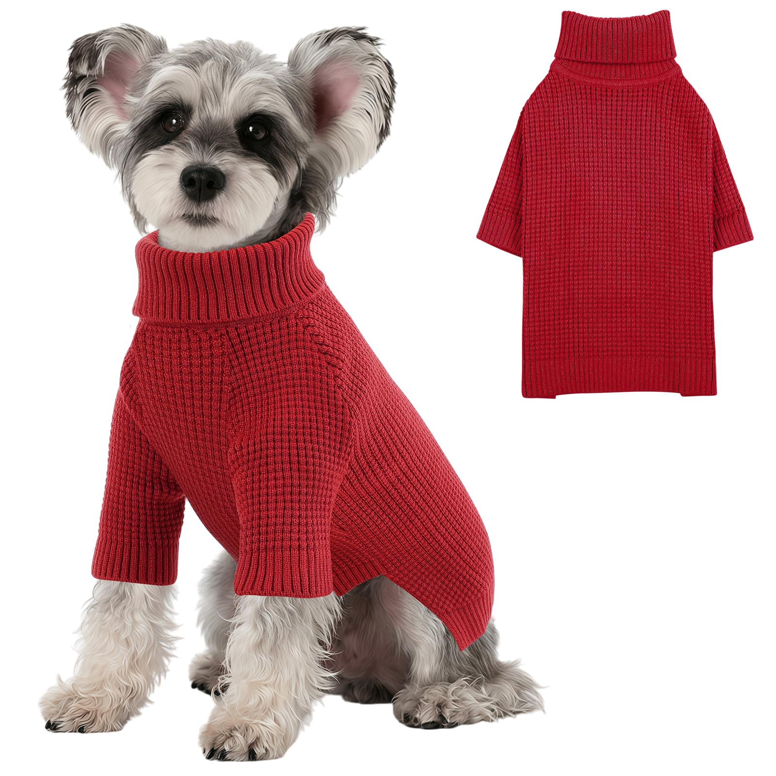 KONVINIT Dog Jumper High Neck Rolled Ribbed Collar Knitted Pullover Winter — image 1