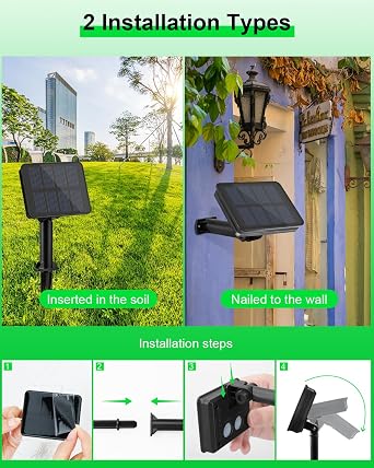 Dalugo Green Solar Fairy Lights - 2 Pack 40 Ft 8 Modes Waterproof for Halloween, Garden, Yard, Tree, Party, Birthday, Wedding, Indoor/Outdoor Decoration [Energy Class G]