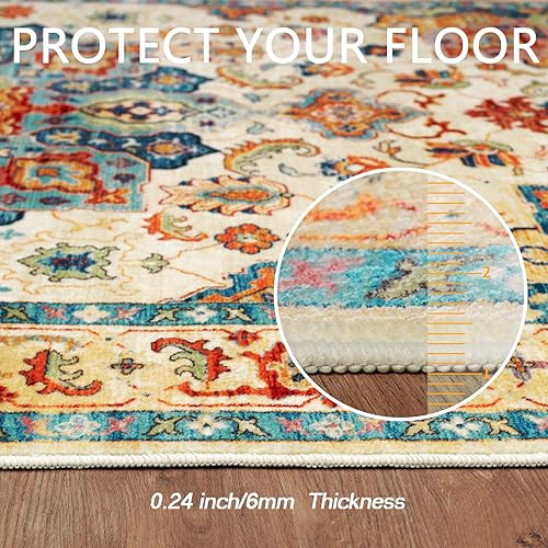 Miniatura 3 de CHICHIC Alfombra de área lavable de 8 x 10 pies, alfombra grande para dormitorio, alfombra bohemia persa, alfombra de acento oriental, alfombra