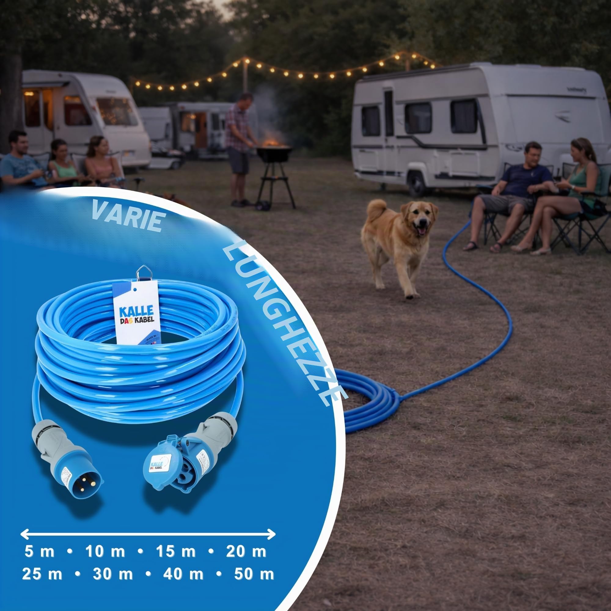 Estensione CEE 230 V H07BQ-F 3G 2,5 mm2 cavo fullpur-premium di KALLE DAS KABEL per industria, barca da costruzione, donne, campeggio, 20 metri