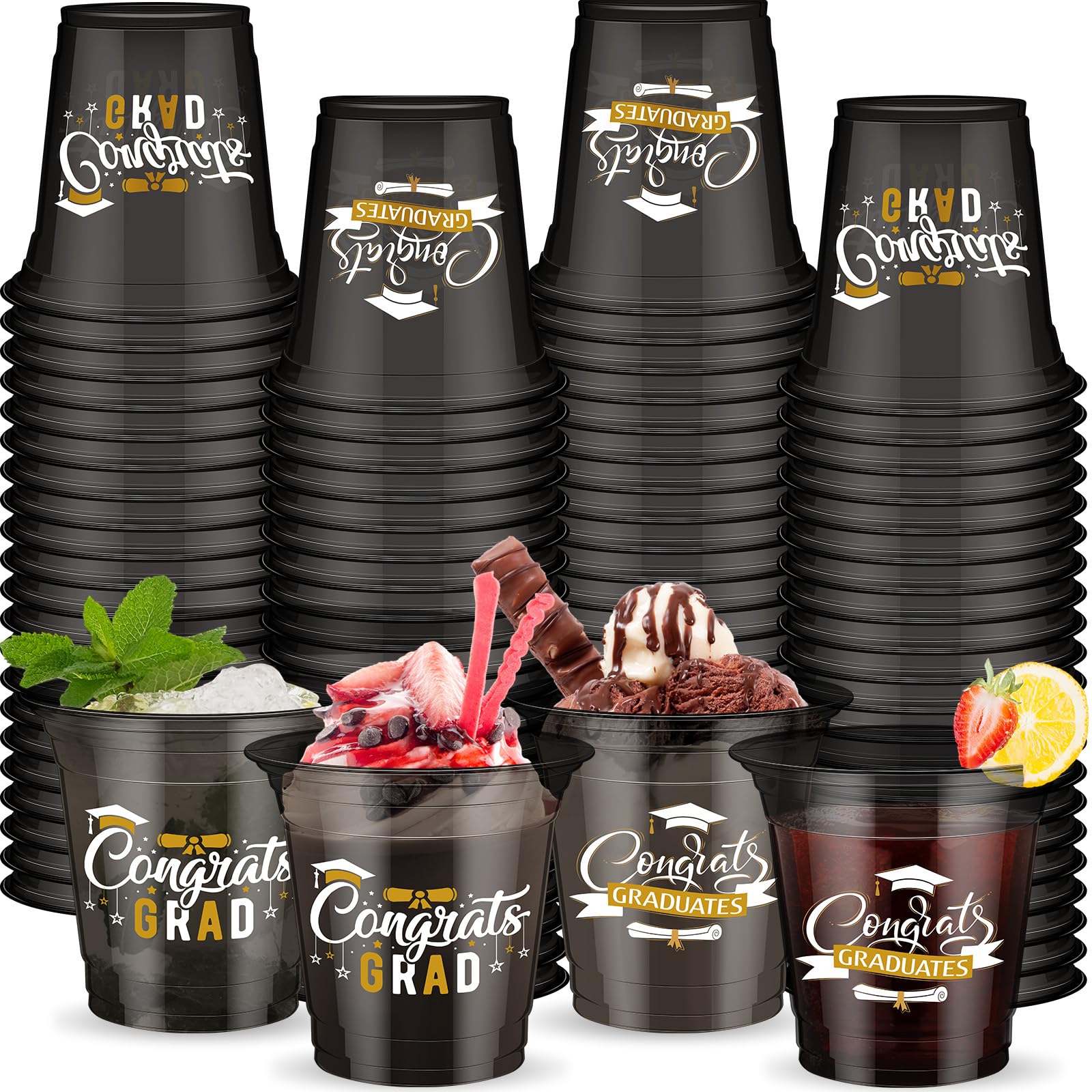 Tioncy 80 Pcs Graduation Cups Class of 2026 Party Plastic Cups 12 oz Graduation Party Decorations Grad Disposable Tableware Drinkware for Hot Cold