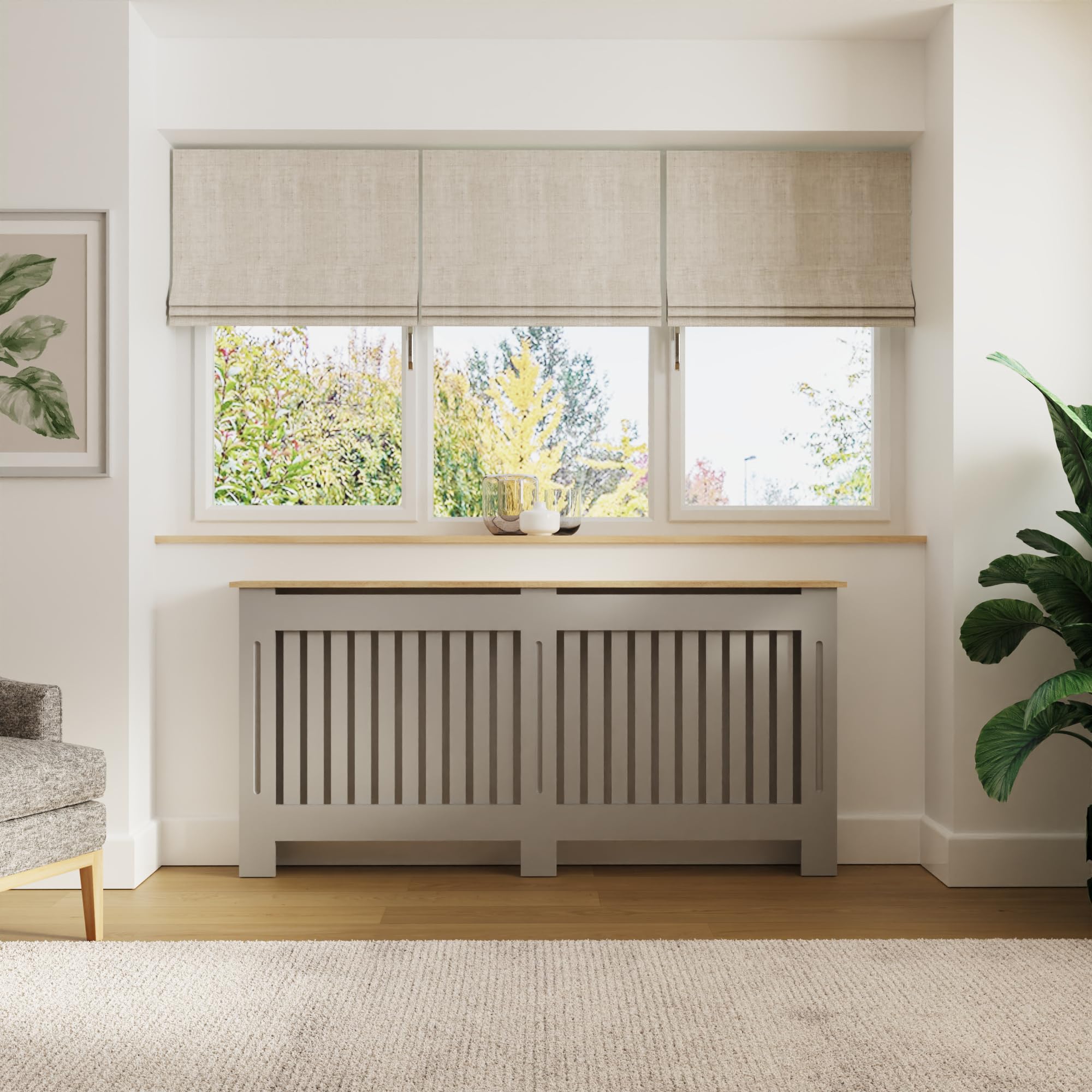 Gfw Longslow Sleek Grey Vertical Slat Radiator Cover Xl