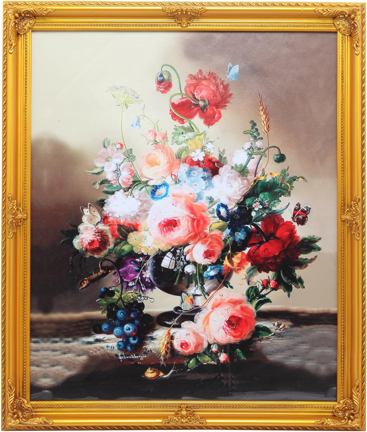 Antique Gold Vintage Picture Frames 20x24 Inch - Wood Vintage Photo Frame with Tempered Glass & Included Oil Painting Artwork, Elegant Wall Decor for Living Room, Bedroom 20x24 in Antique Gold-02