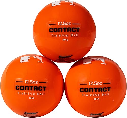 Franklin Sports MLB - Pelotas de béisbol de entrenamiento con peso + bolas de softball, paquete de 3, 12.5 onzas, pelotas pesadas para batear,
