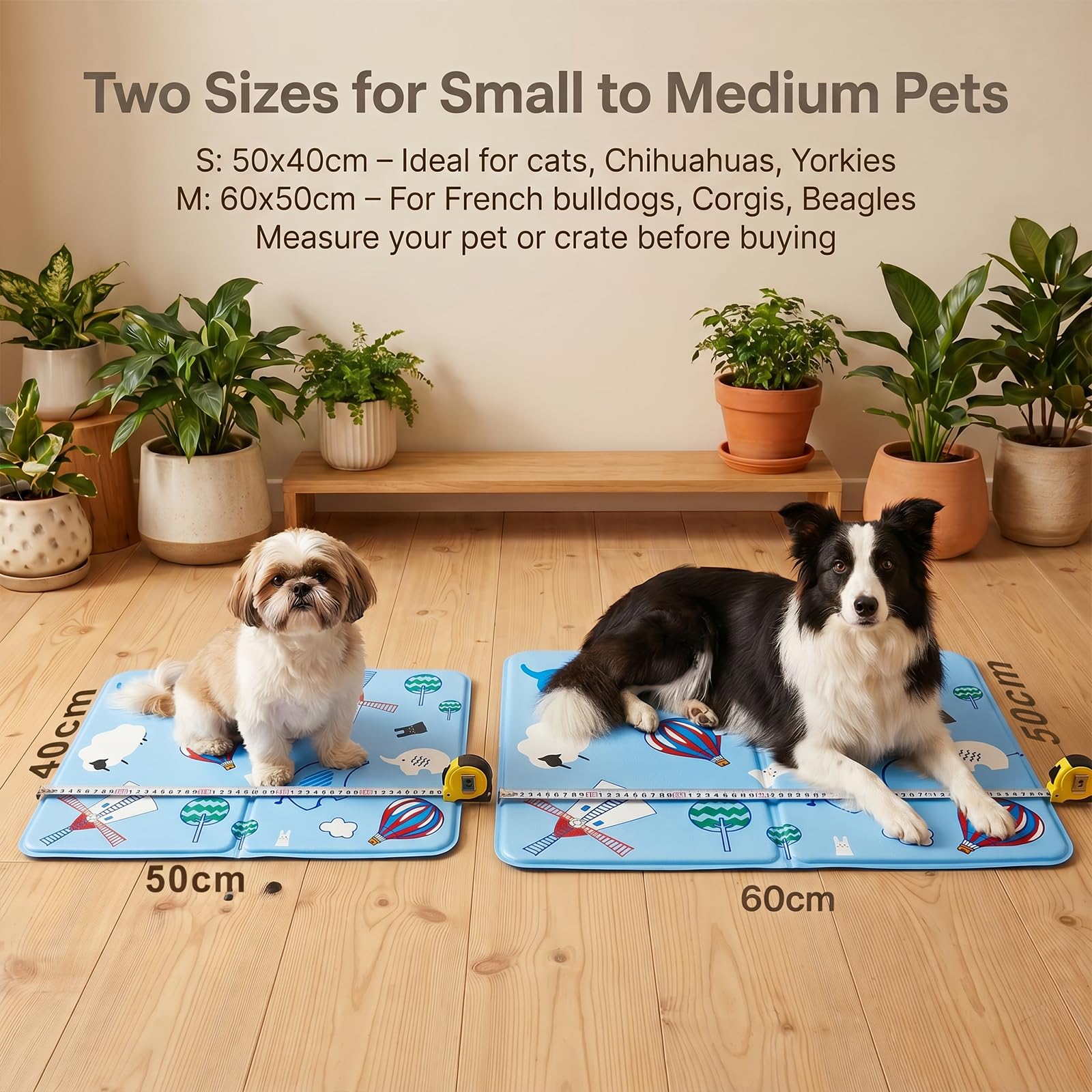 Alfombra Refrescante para Perro Gato,Mascotas Alfombrilla Autoenfriante,Camas refrescante para Mascotas,Prueba de Arañazos/Impermeable/Antideslizante,para en Verano,40x50cm, M, Azul