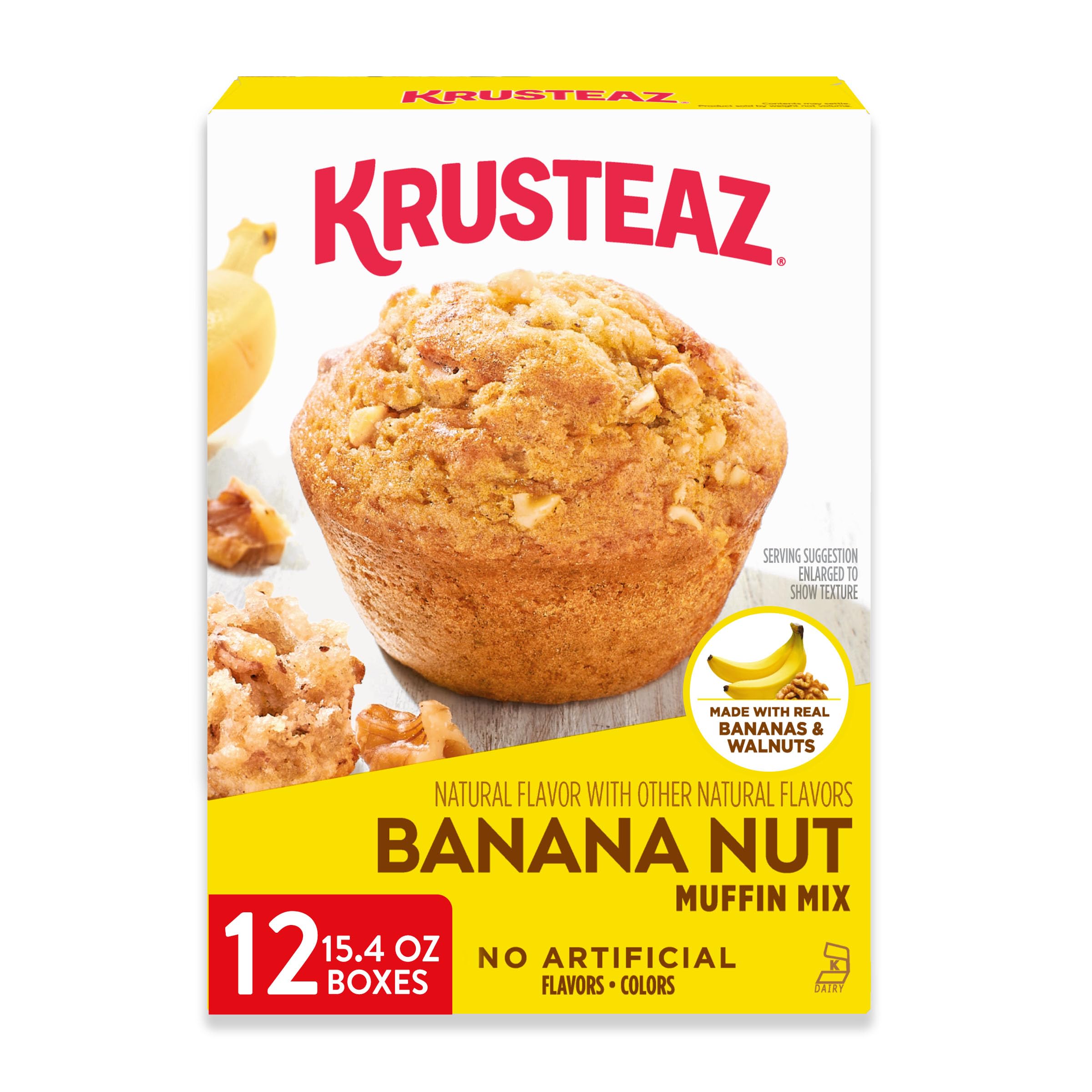 Krusteaz Banana Nut Muffin Mix, Made With Real Bananas and Walnuts, 15.4 oz Box (Pack of 12)