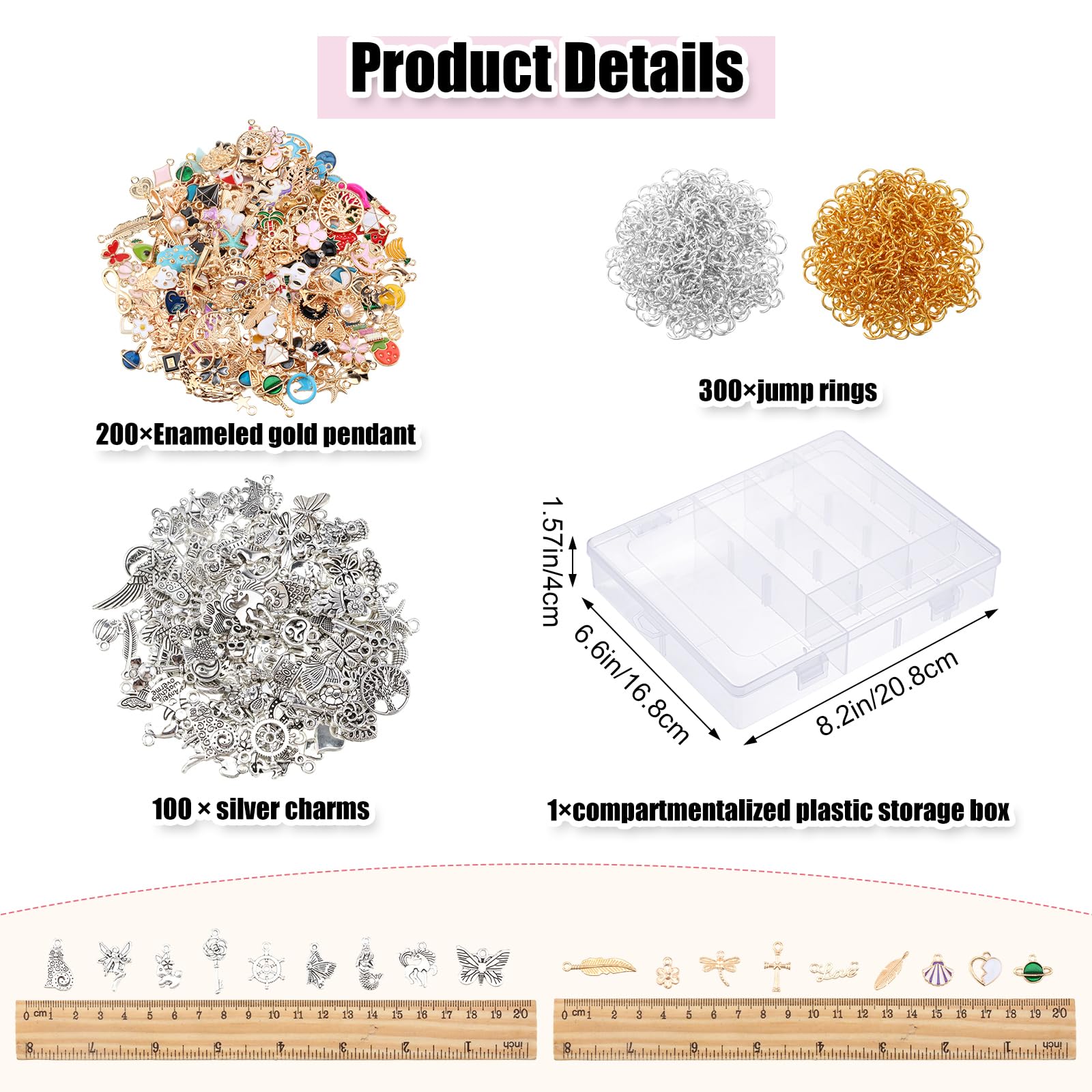 Riceshoot 321 Pcs Charm Bracelet Making Kit Bracelet Chains with OT Toggle Clasp Gold Enamel Pendants Mixed Tibetan Silver Plastic Storage Box and Open Jump Rings for Women DIY Jewelry Making - Image 3