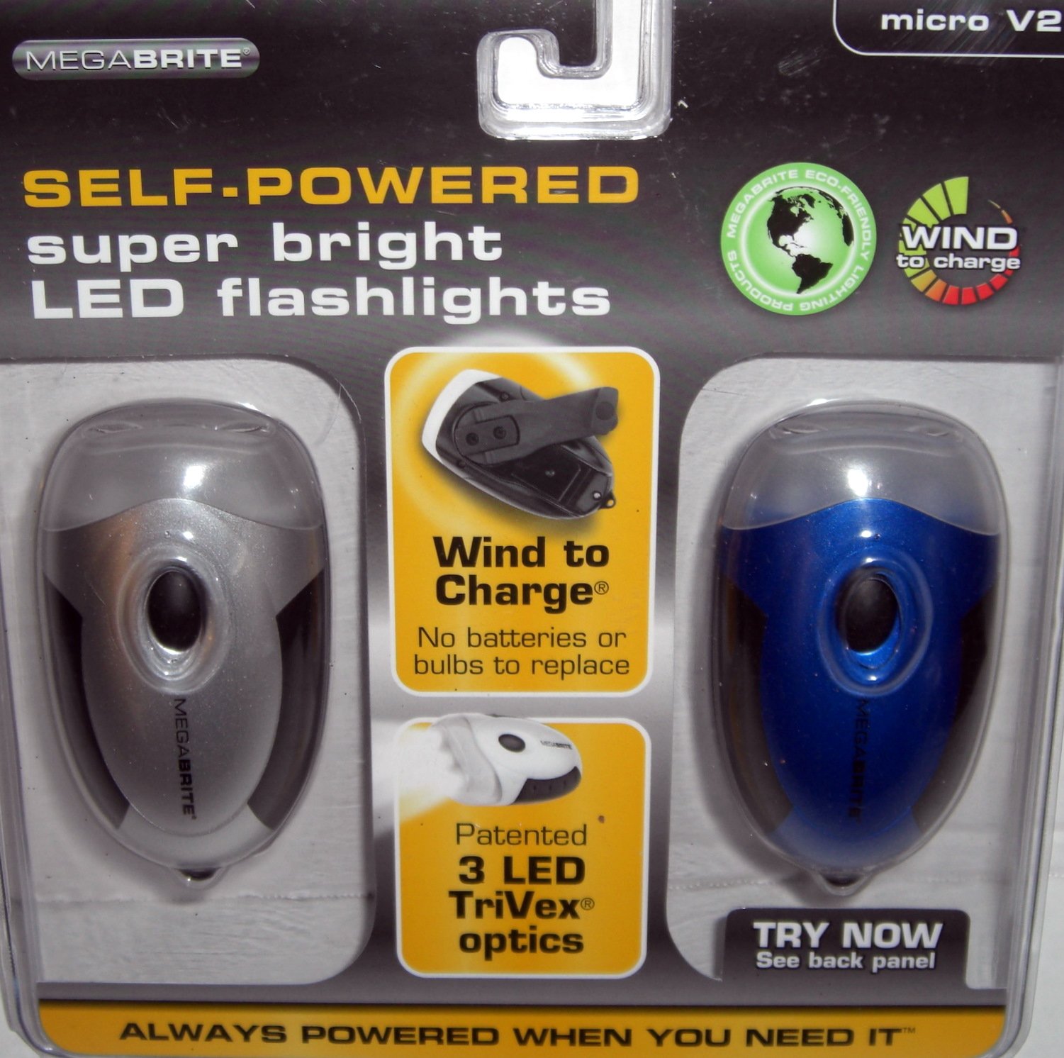 Self-powered Super-bright Led Flashlight 2 Pack