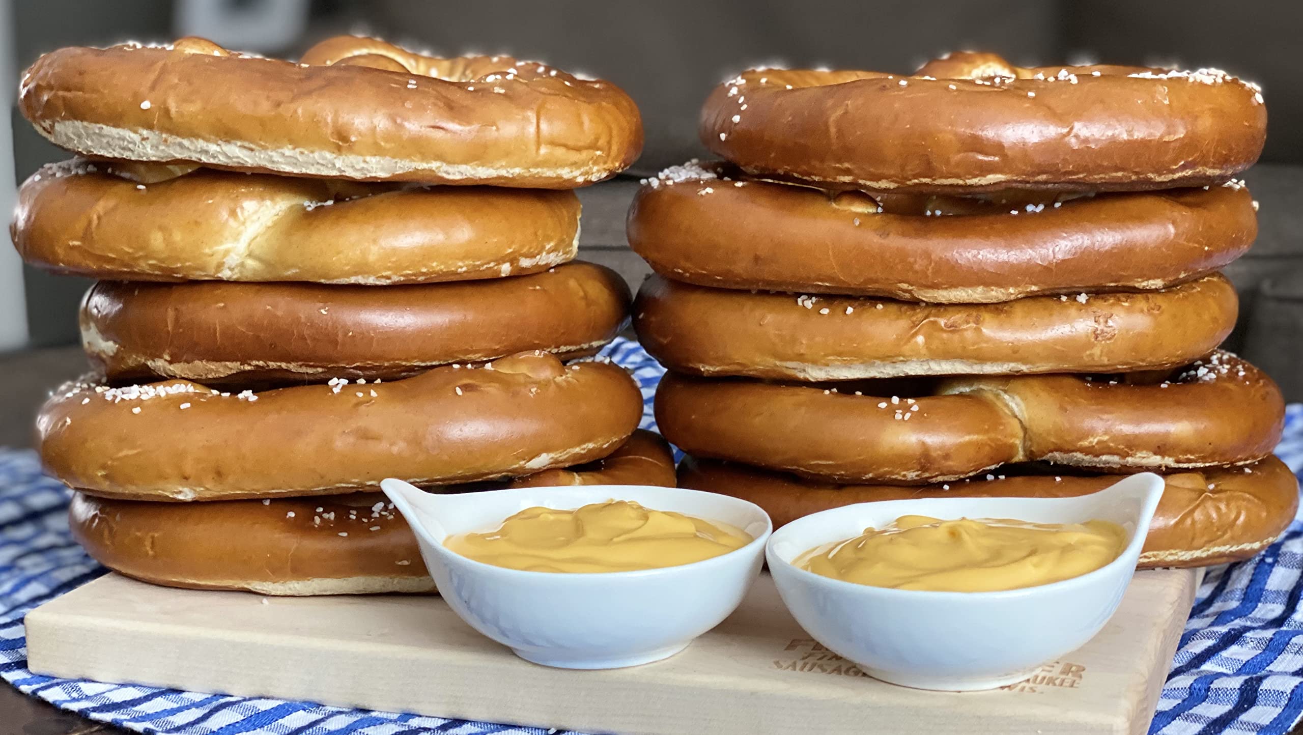 Milwaukee Pretzel Company Authentic Bavarian Style Gourmet Soft Pretzels, Fresh Baked and Shipped: Cheese Lover's Bavarian Soft Pretzels and Nacho Cheese