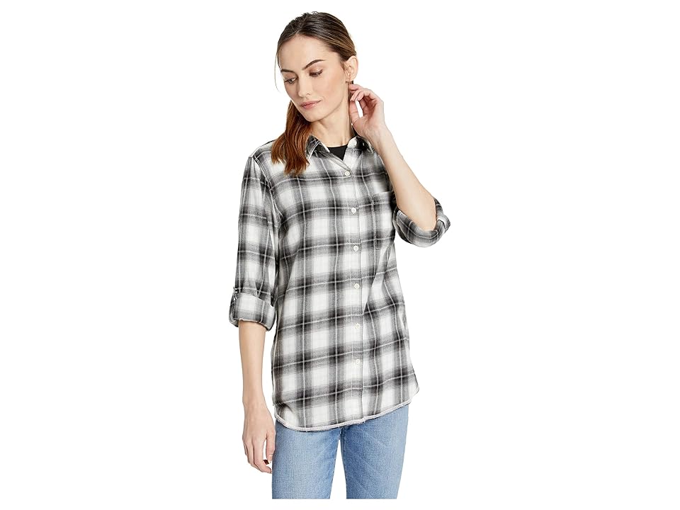 

Dylan by True Grit Soft Shadow Plaid One-Pocket Shirt (Charcoal) Women's Clothing, Gray