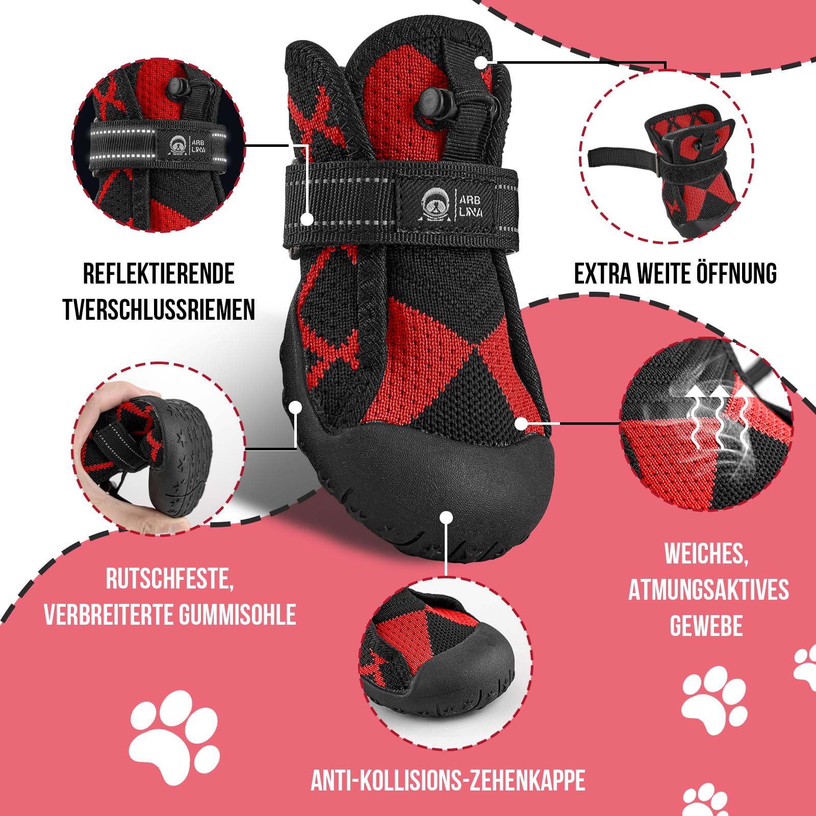 Waterdichte Hondenschoenen Met 360° Reflectie & Antislip Zool Veilige Pootbescherming Voor Buiten En Wandelen Waterdichte Hondenschoenen Met 360° Reflectie & Antislip Zool Veilige Pootbescherming Voor Buiten En Wandelen