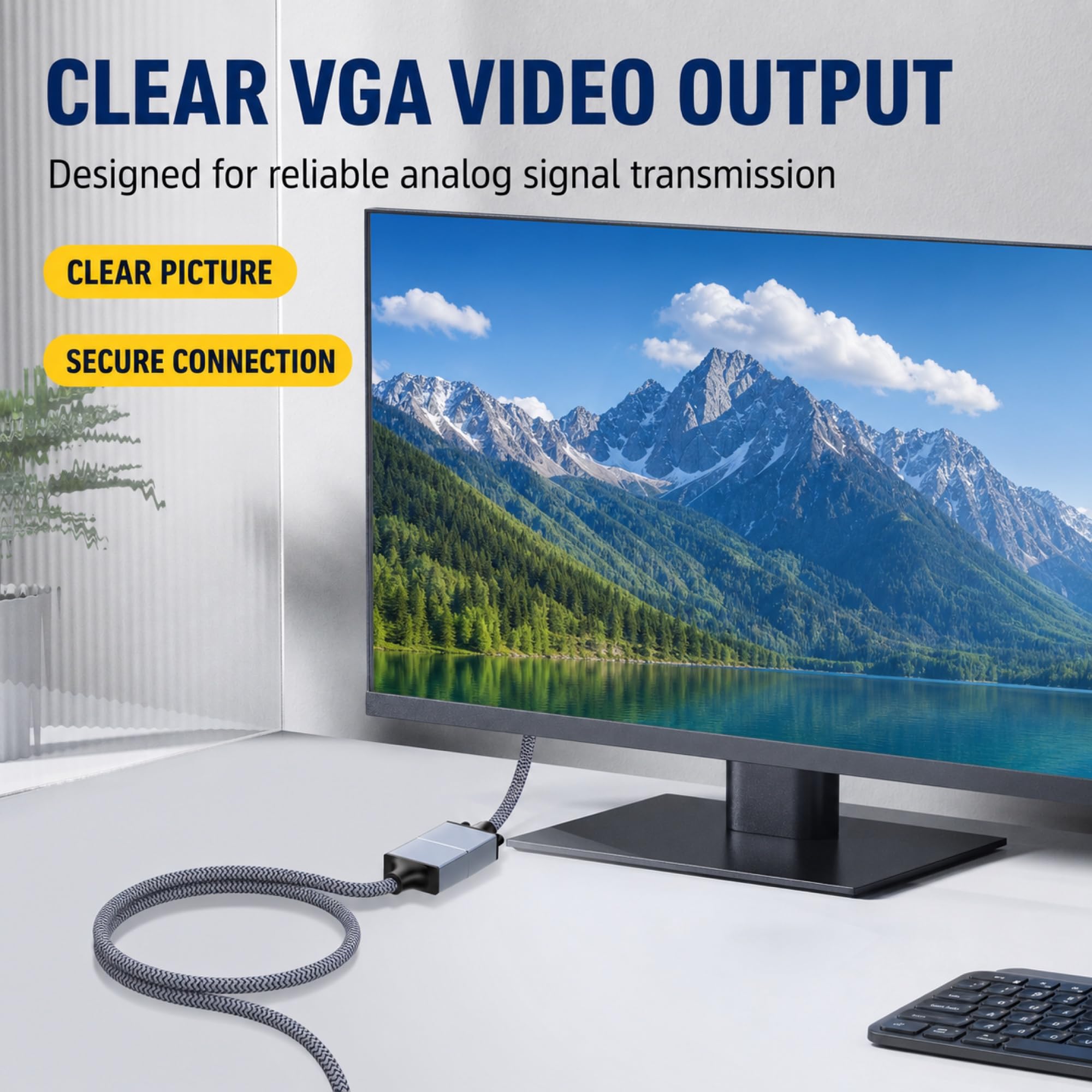 Câble d'extension VGA, câble VGA mâle vers femelle (30 pieds)