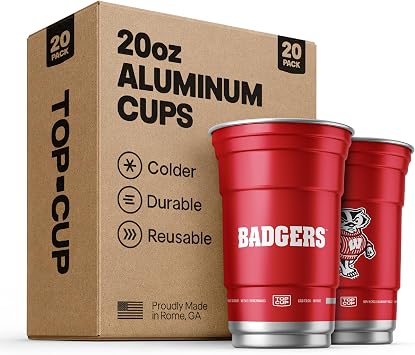 Top Cup - 20 Ounce, 20 Count, Wisconsin Aluminum Party Cups
