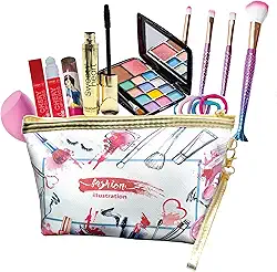 Kit de Maquiagem para Meninas, Jovens, Adultos. Necessarie Feminina, Paleta de Sombras, Pincel de Maquiagem, Esponja, Gloss Labial e mais itens, Maquiagem Infantil, Juvenil, Presente Adolescente, Presente Todas as Idades CN3
