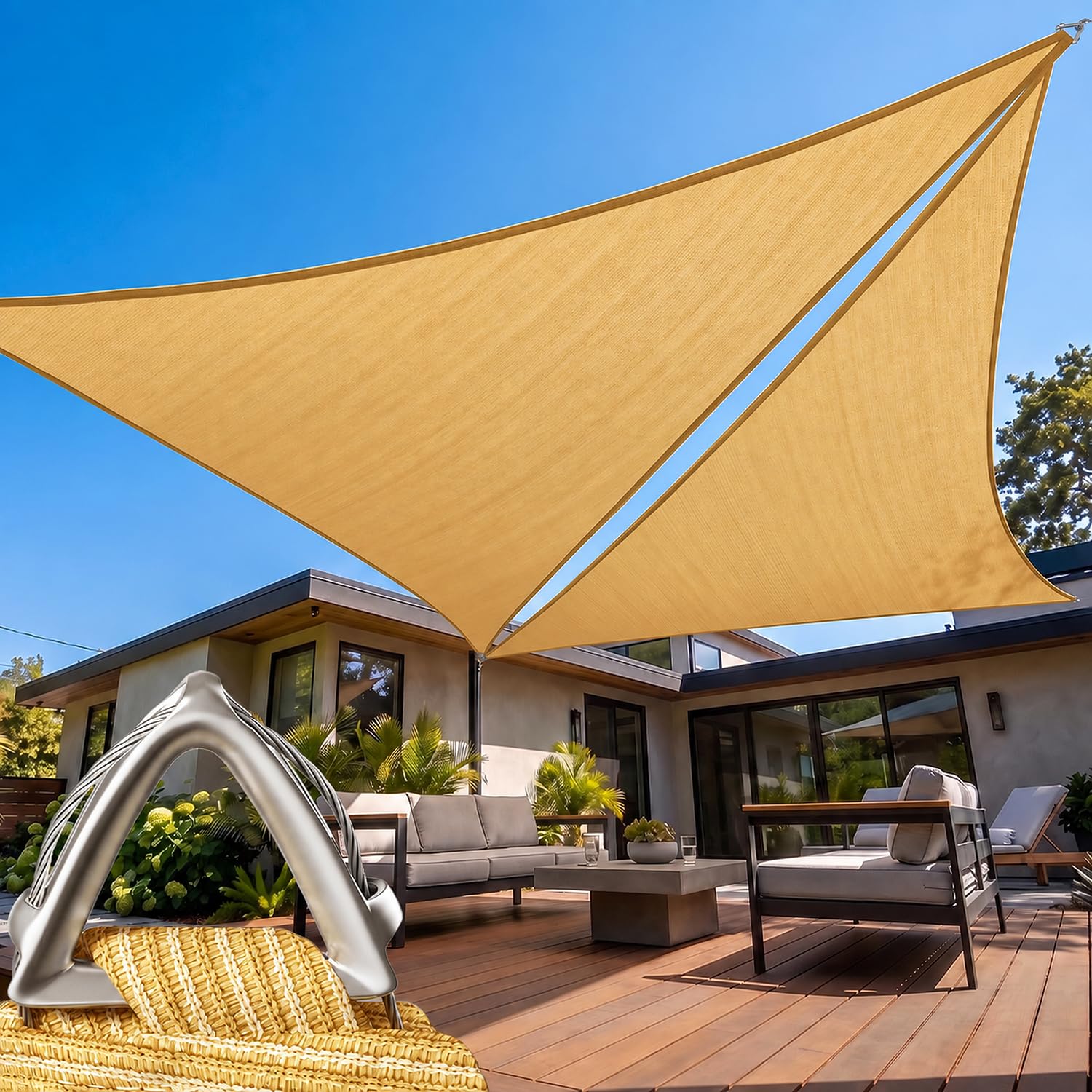 Photo 1 of ShadeMart 24' x 24' x 24' Beige Triangle Sun Shade Sail