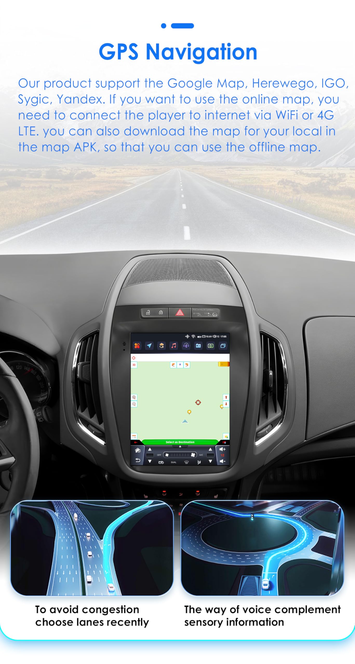 Android 14 Autoradio 9.7 pollici Touchscreen 8 core 4 GB + 32 GB per Opel Zafira C/Vauxhall Zafira C 2010-2016 WiFi Wireless Android Auto & Wireless Carplay Bluetooth WiFi 4G GPS RDS AM/FM