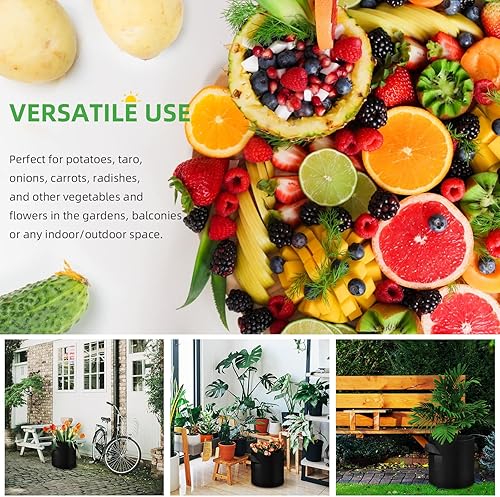 Miniatura 7 de WHATWEARS Paquete de 12 bolsas de cultivo de plantas de 10 galones, macetas de tela no tejida gruesa con asas, contenedores para macetas de