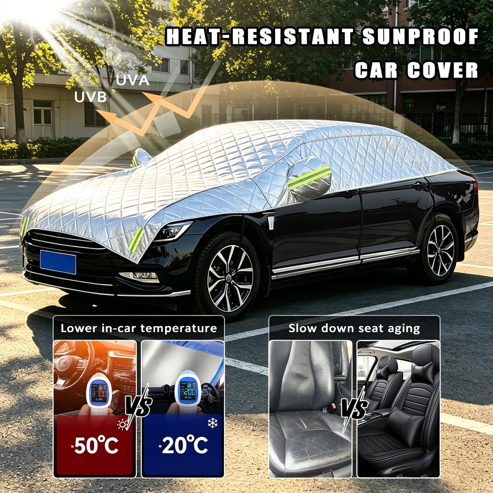 Housse Voiture Anti Grele pour Suzuki Swift 1983-2025, Demi-Housse Auto Protection Imperméable Grele Rayure, Tous Temps Extérieur Voitures, Convient à Toutes Les Saisons