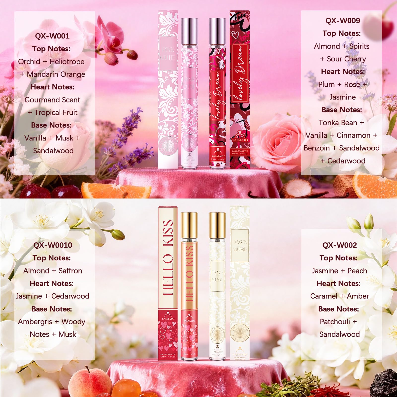 10 pièces parfum premium cadeau pour femmes set d'eau de toilette pour dames, mini parfums pour dames avec notes florales, fruitées et boisées, parfum de voyage cadeau pour filles mères