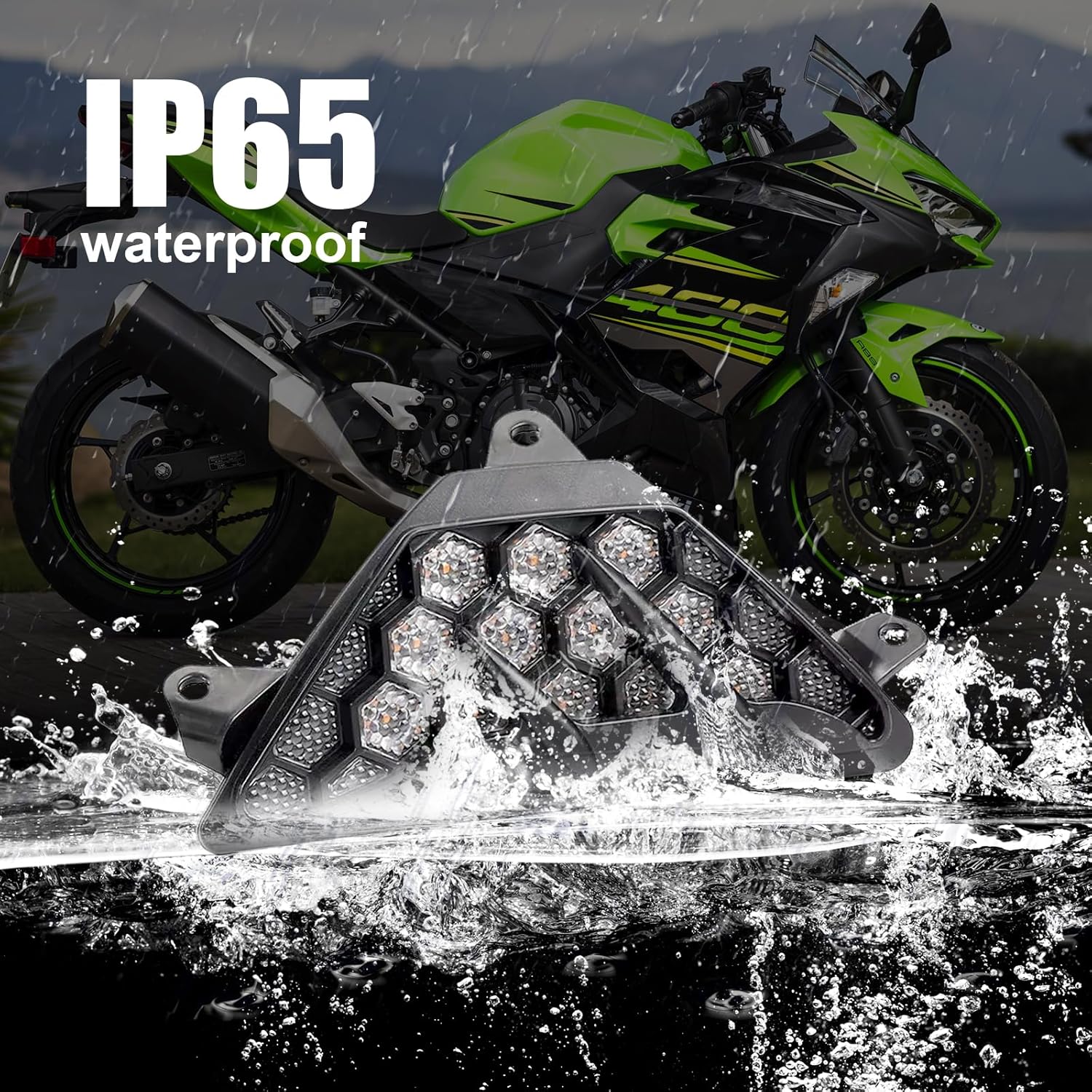 GearUp LED Front Turn you for KAWASAKI NINJA 400 2018-2023,for NINJA 300 2013-2017,for NINJA 650 2012-2023 Amber Turn Signal White Daytime Running Lights