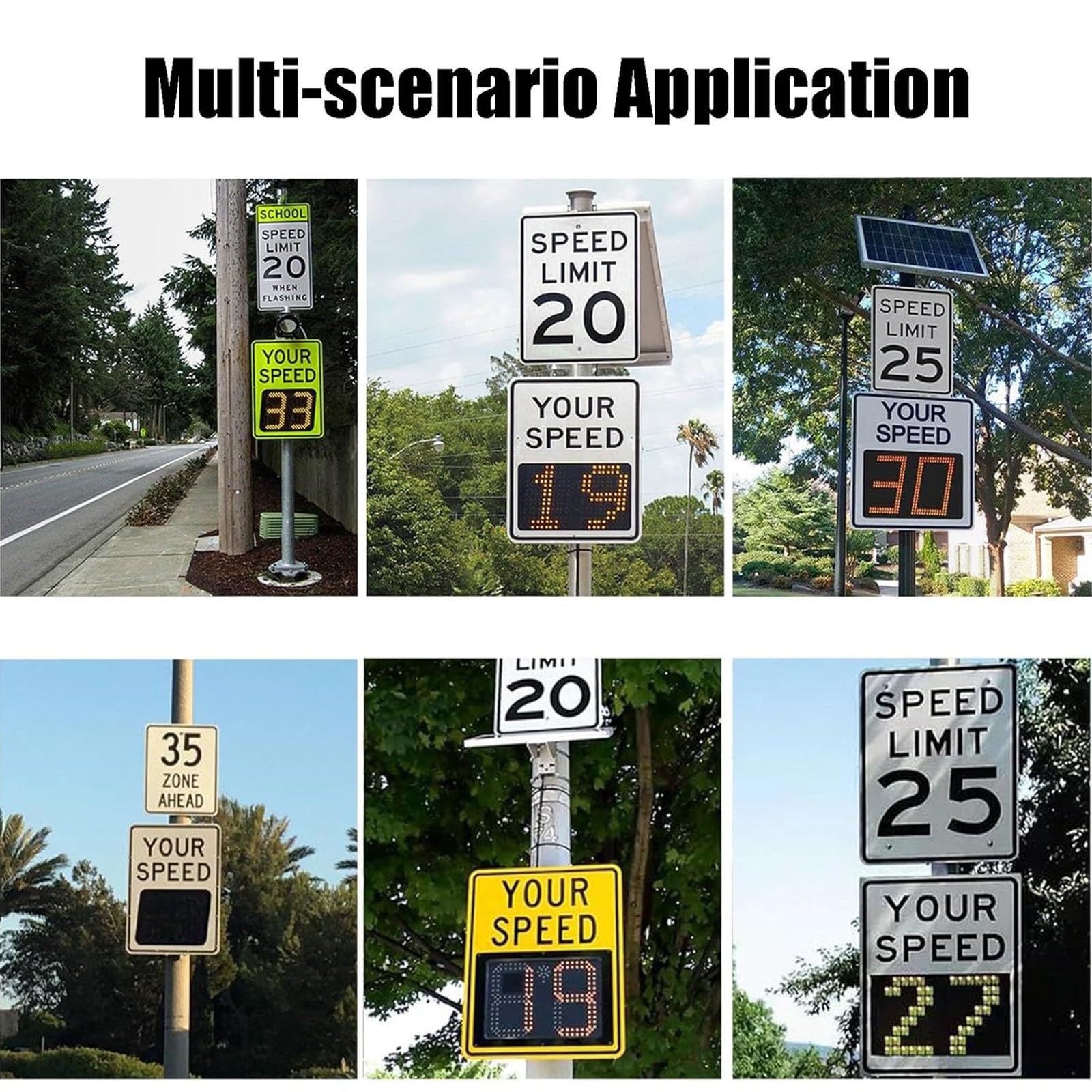 Solarna tabliczka z prędkością radaru z wyświetlaczem LED – tabliczka informacyjna o prędkości ruchu, odblaskowa o wysokiej jasności, wodoszczelna zgodnie z IP65 (24"x35")