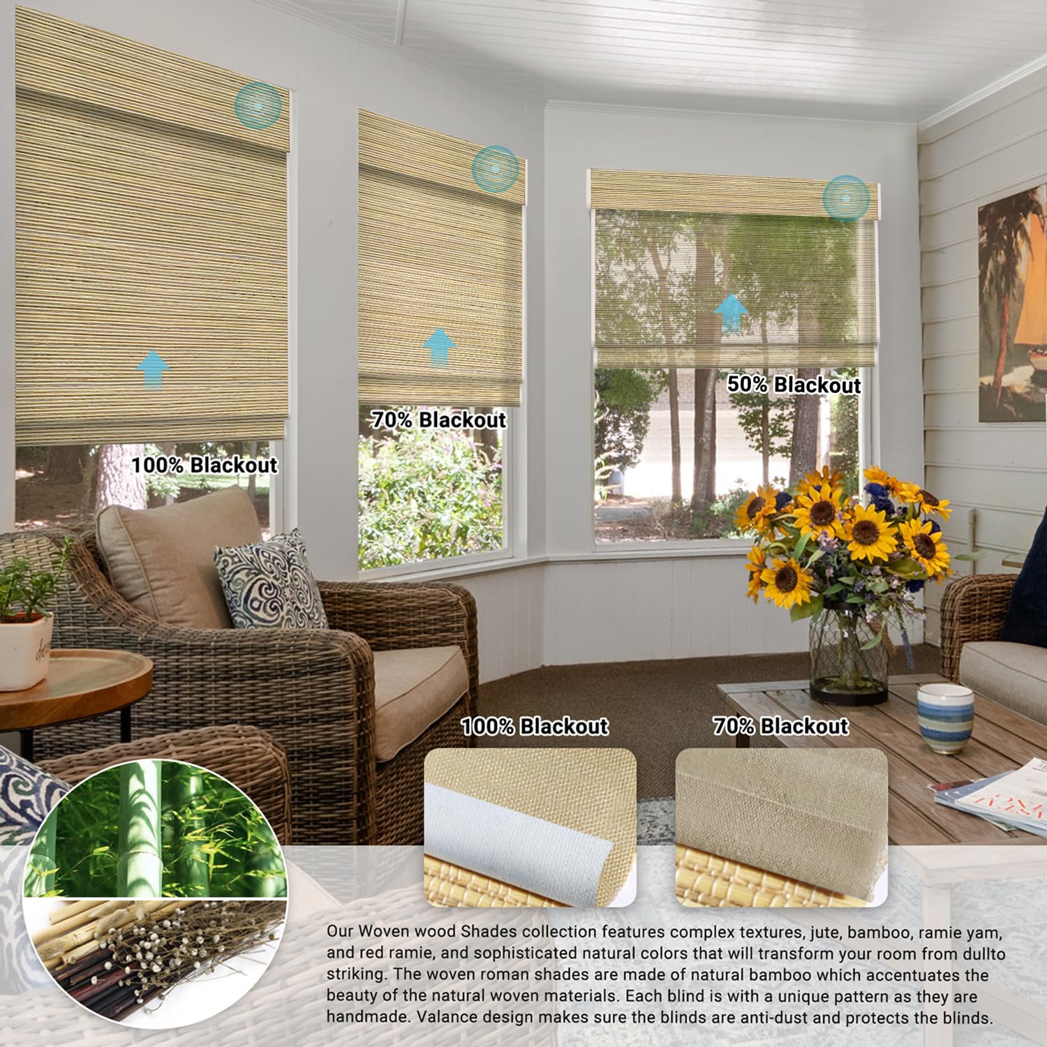 Amazon.com: SmartWings Motorized Natural Woven Wood Shades Work