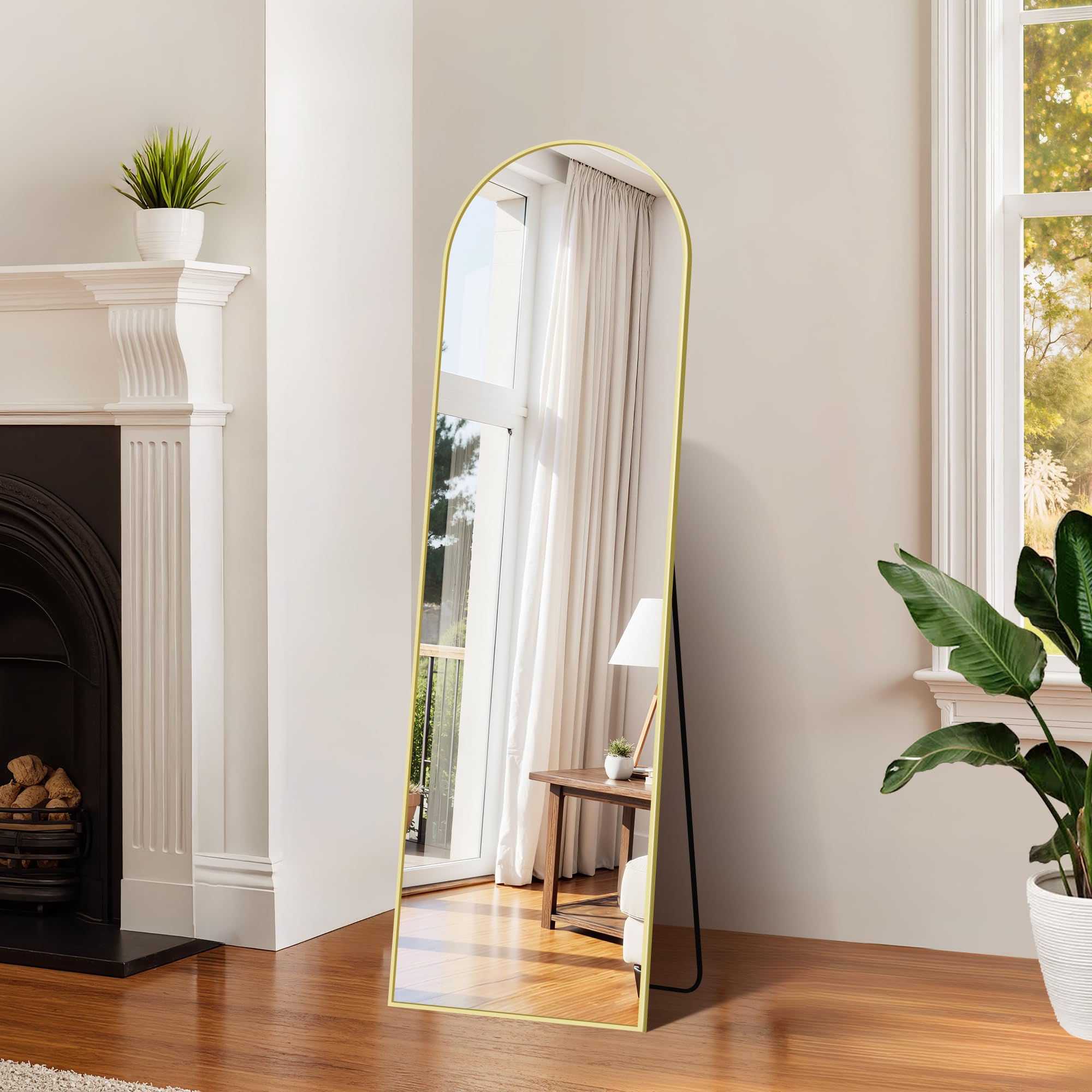 WOLIBEER Specchio Intero 150x40 cm Specchio da Terra o a Parete con Cornice in Alluminio Dorato, per Camera da Letto, Soggiorno, Cameretta e Spogliatoio