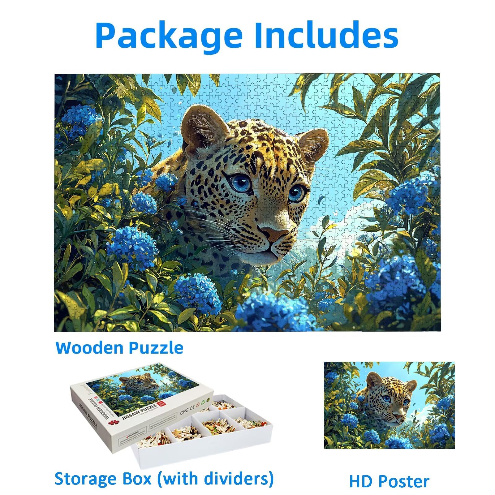Puzzle 1000 sztuk Leopard, Puzzle ze zwierzętami 1000 sztuk dla dorosłych i nastolatków, drewniane puzzle z wykwintnym opakowaniem, rodzinne gry edukacyjne, dekoracje domu, prezent dla dorosłych-3379