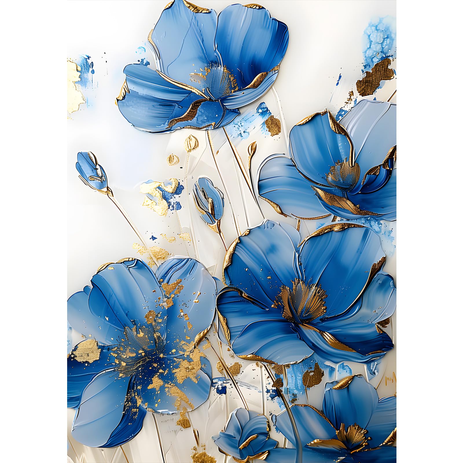 MXJSUA Blue Flower Diamond Painting Kits for Adults, Flower 5D Diamond Art Kits for Beginners, DIY Full Drill Paint with Diamond for Home Wall Decor 30x40cm
